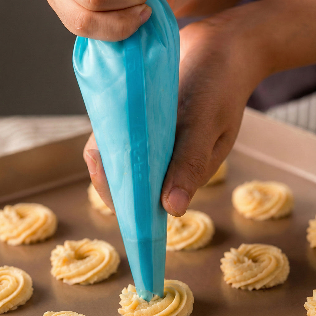Anna-Kaci Reusable Piping Bag and Decorating Tip Set with Scrapers and Cleaning Brush