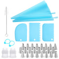 Anna-Kaci Reusable Piping Bag and Decorating Tip Set with Scrapers and Cleaning Brush