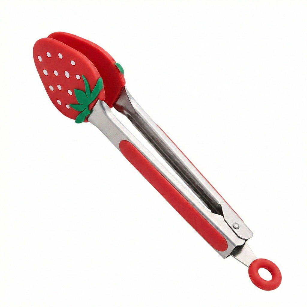 Anna-Kaci 2-Piece Strawberry Shaped Kitchen Tongs with Non-Slip Grip and Locking Ring