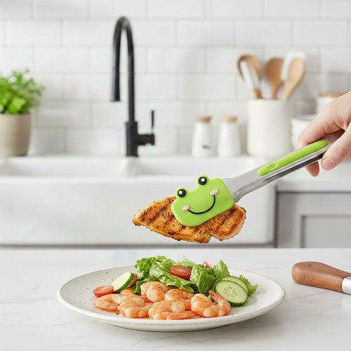 Anna-Kaci Bear Shaped Kitchen Tongs with Non-Slip Grip and Locking Ring