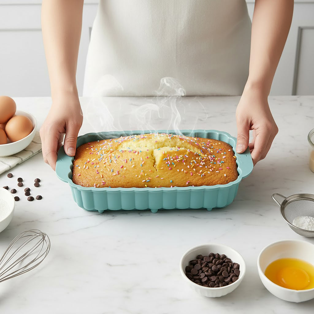 Anna-Kaci 2-Piece Pumpkin and Leaf Silicone Loaf Cake Mold Set Nonstick Fall Baking Pan