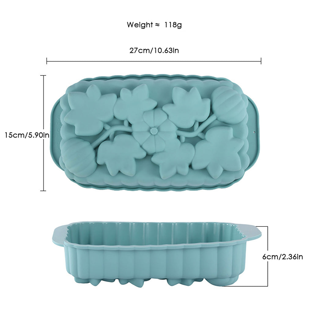 Anna-Kaci 2-Piece Pumpkin and Leaf Silicone Loaf Cake Mold Set Nonstick Fall Baking Pan