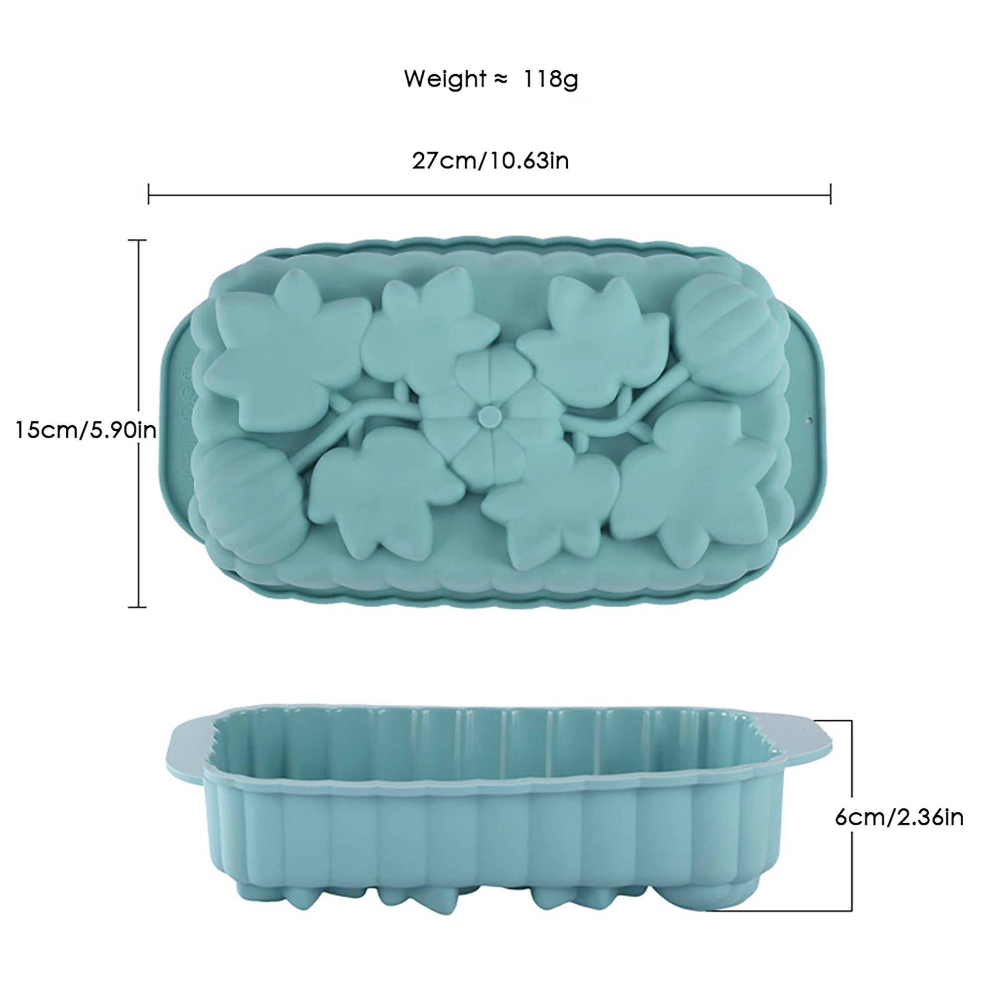 Anna-Kaci 2-Piece Pumpkin and Leaf Silicone Loaf Cake Mold Set Nonstick Fall Baking Pan