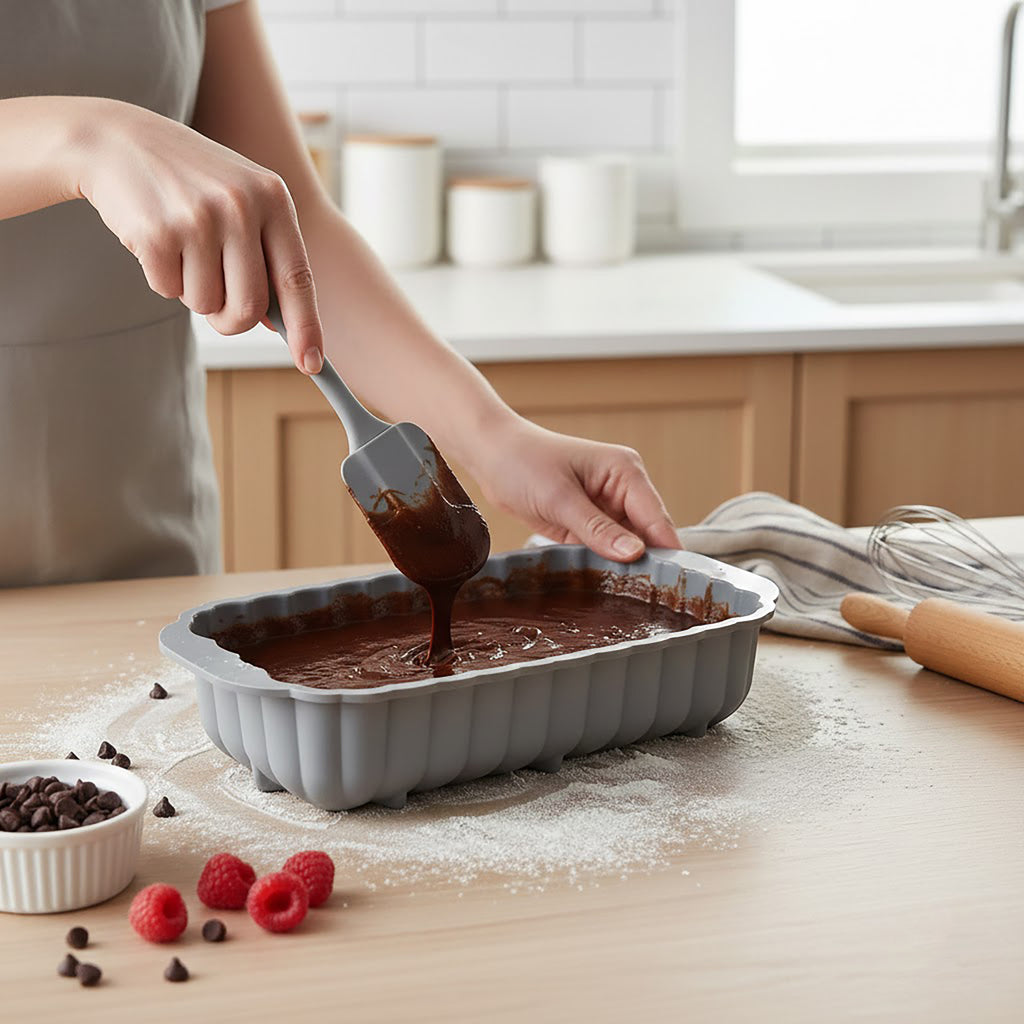 Anna-Kaci 2-Piece Pumpkin and Leaf Silicone Loaf Cake Mold Set Nonstick Fall Baking Pan