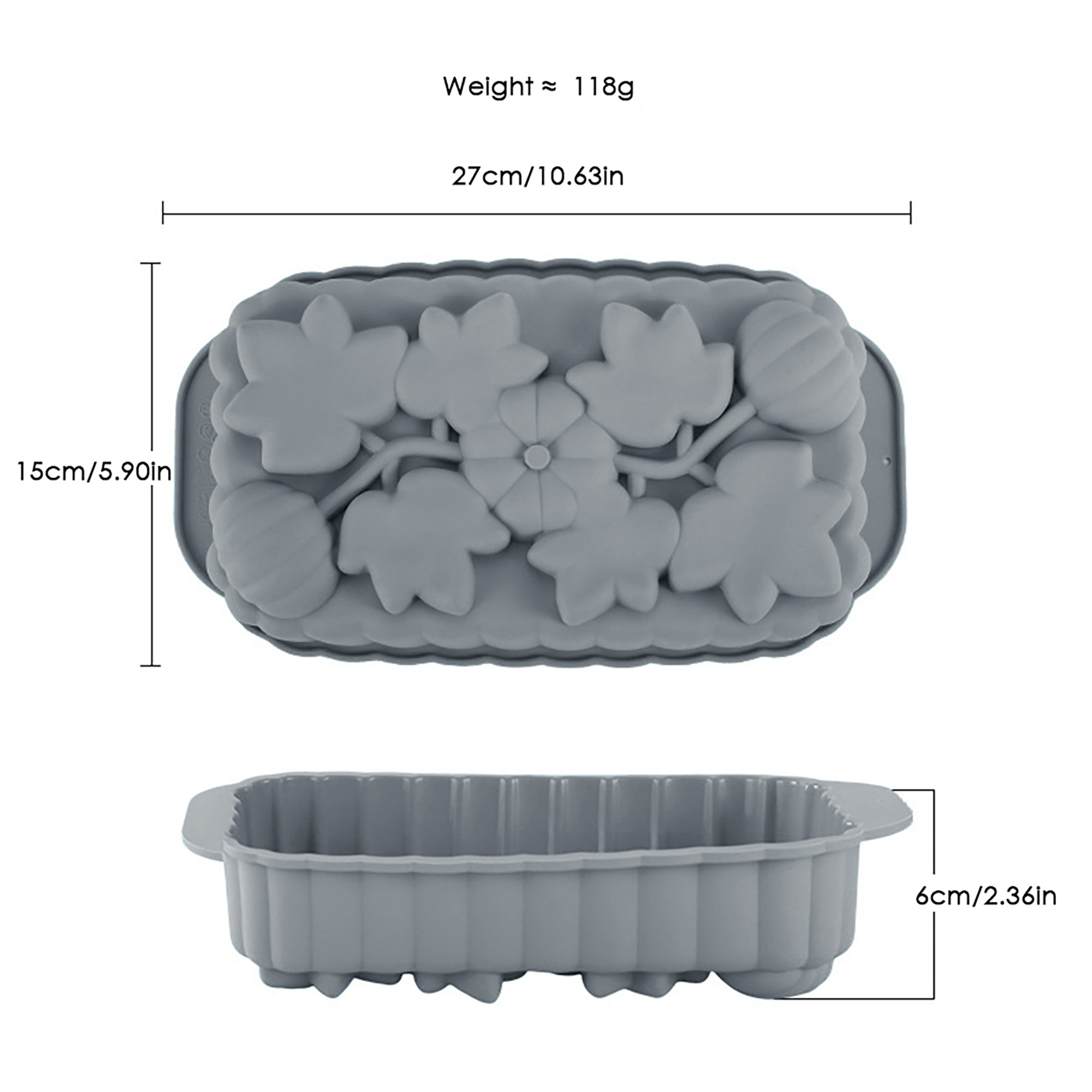 Anna-Kaci 2-Piece Pumpkin and Leaf Silicone Loaf Cake Mold Set Nonstick Fall Baking Pan