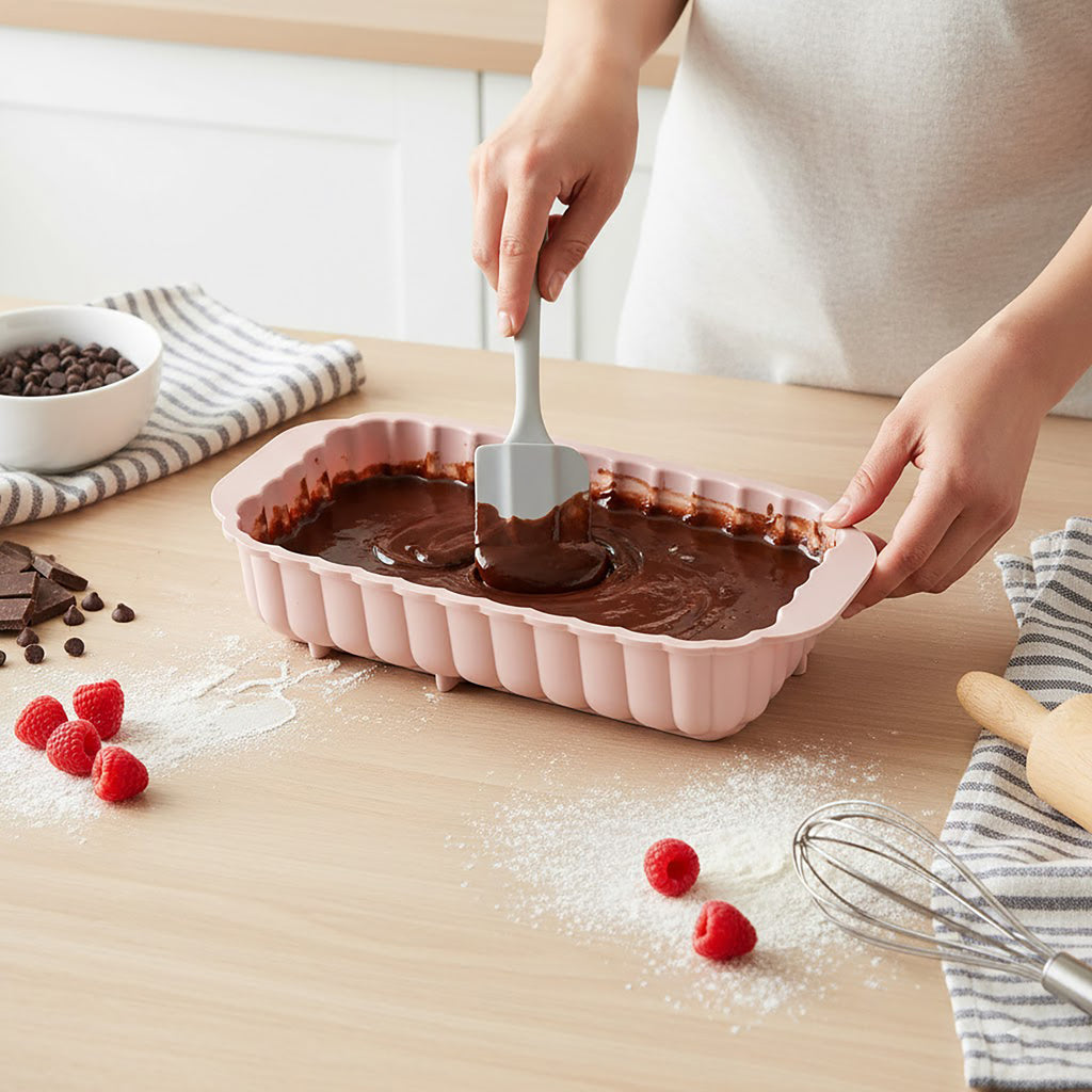 Anna-Kaci 2-Piece Pumpkin and Leaf Silicone Loaf Cake Mold Set Nonstick Fall Baking Pan