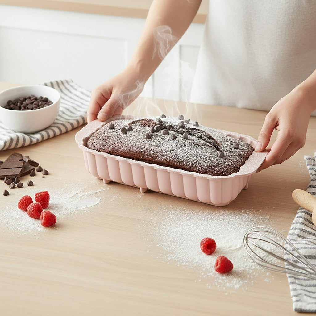 Anna-Kaci 2-Piece Pumpkin and Leaf Silicone Loaf Cake Mold Set Nonstick Fall Baking Pan