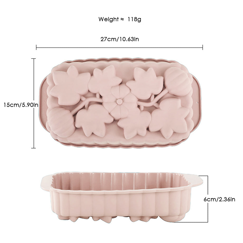 Anna-Kaci 2-Piece Pumpkin and Leaf Silicone Loaf Cake Mold Set Nonstick Fall Baking Pan
