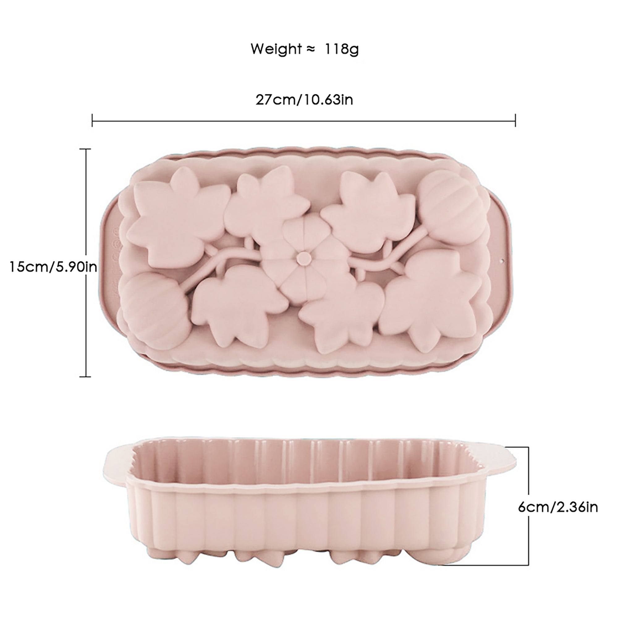 Anna-Kaci 2-Piece Pumpkin and Leaf Silicone Loaf Cake Mold Set Nonstick Fall Baking Pan