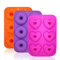 Anna-Kaci 3-Piece Silicone Donut and Heart Baking Mold Set Nonstick Dessert Cake Chocolate Soap Mold