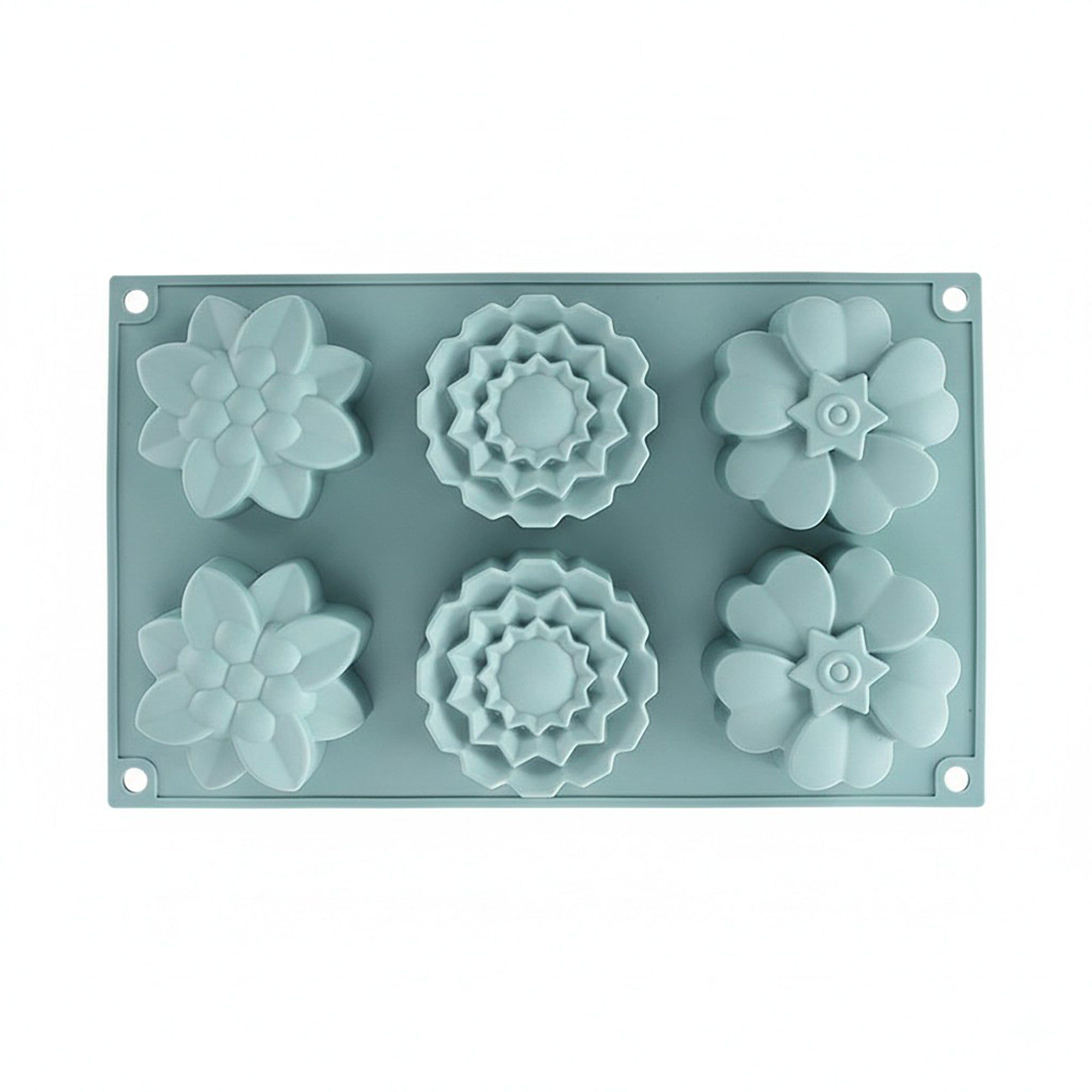 Anna-Kaci 3-Piece Silicone Flower Mold with 6 Floral Cavities Flexible Baking Tray