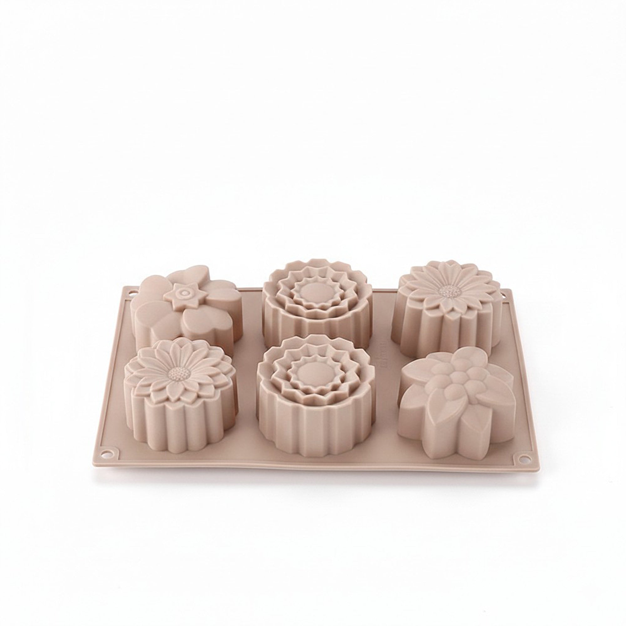 Anna-Kaci 3-Piece Silicone Flower Mold with 6 Floral Cavities Flexible Baking Tray