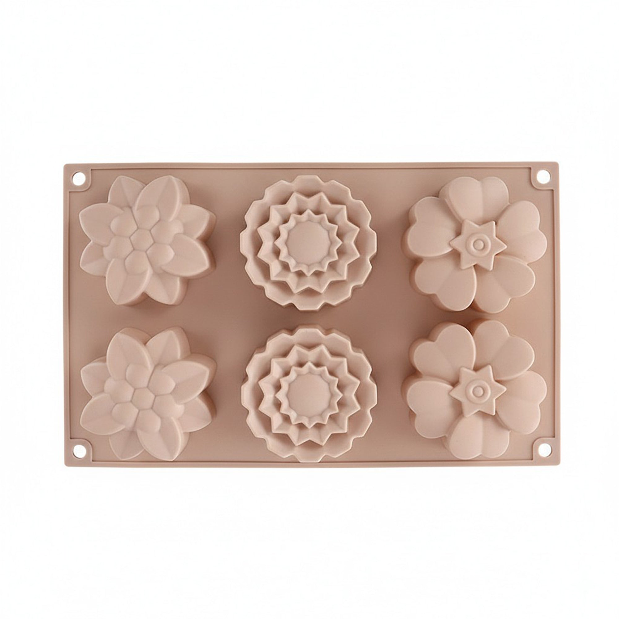 Anna-Kaci 3-Piece Silicone Flower Mold with 6 Floral Cavities Flexible Baking Tray