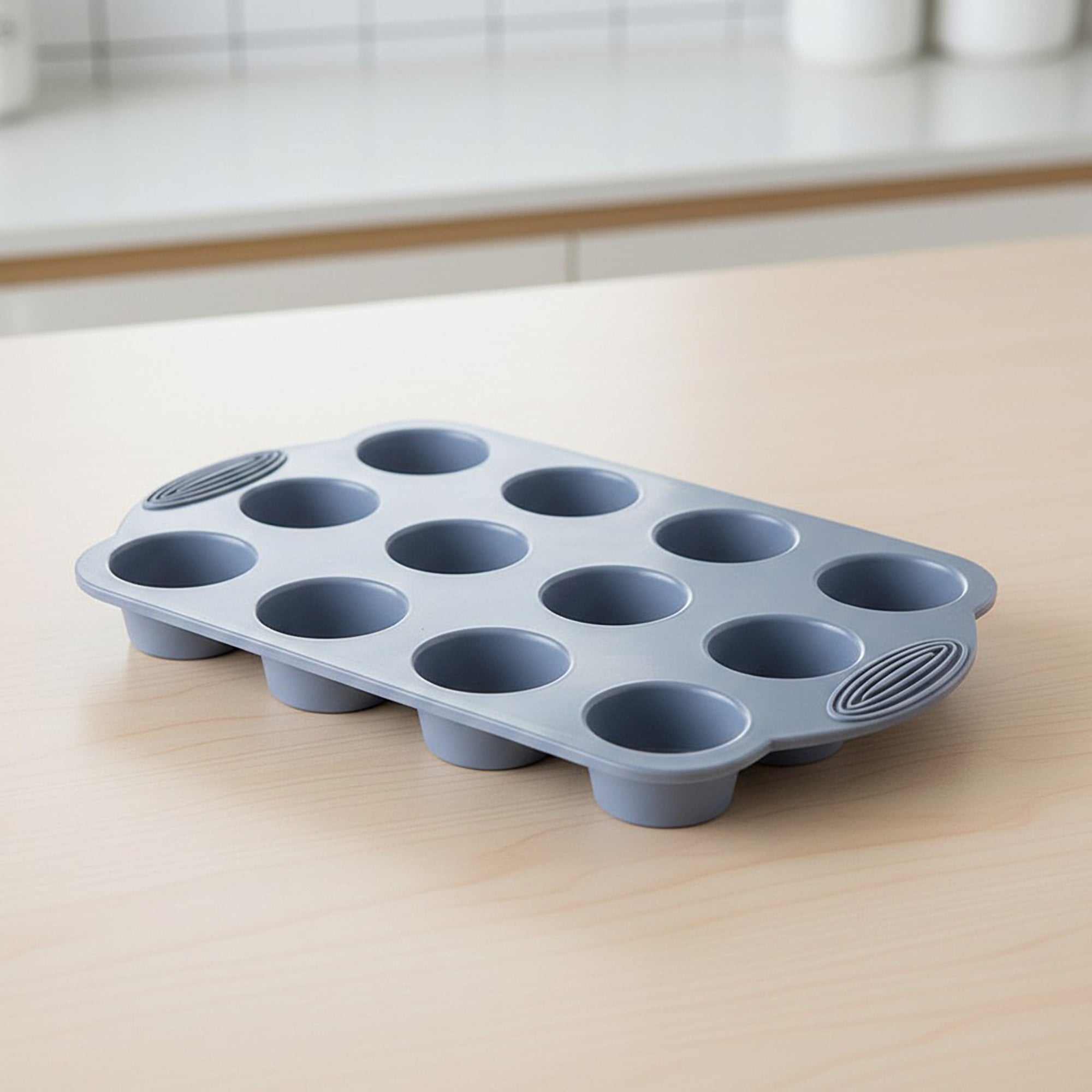 Anna-Kaci 2-Piece Silicone Muffin Pan with 12 Round Cups Flexible Nonstick Bakeware