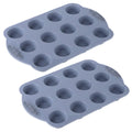 Anna-Kaci 2-Piece Silicone Muffin Pan with 12 Round Cups Flexible Nonstick Bakeware