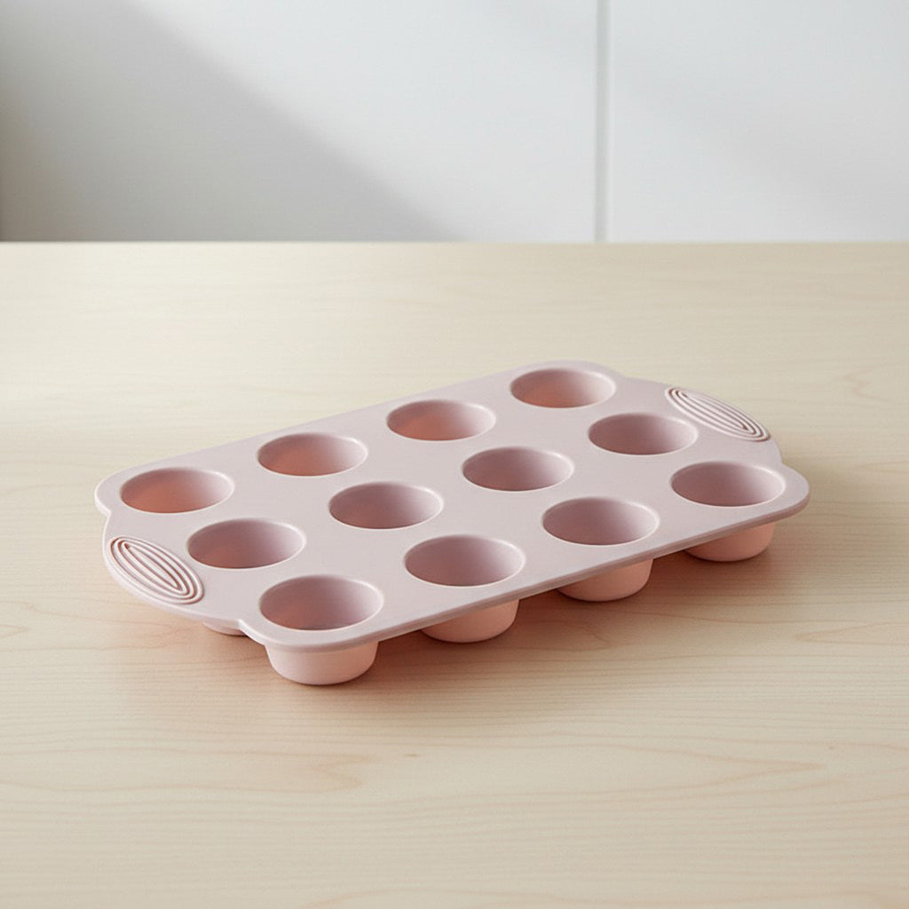 Anna-Kaci 2-Piece Silicone Muffin Pan with 12 Round Cups Flexible Nonstick Bakeware