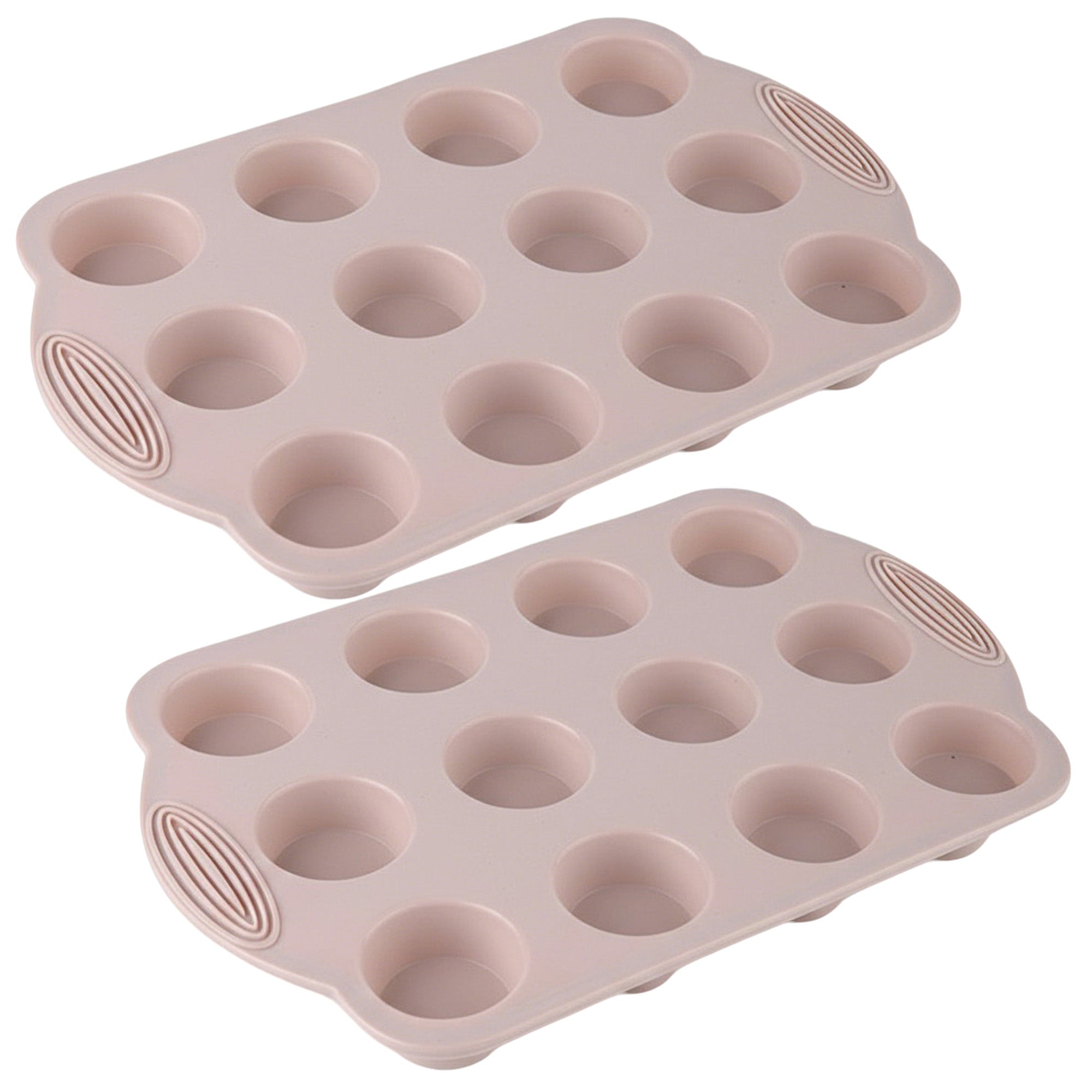 Anna-Kaci 2-Piece Silicone Muffin Pan with 12 Round Cups Flexible Nonstick Bakeware
