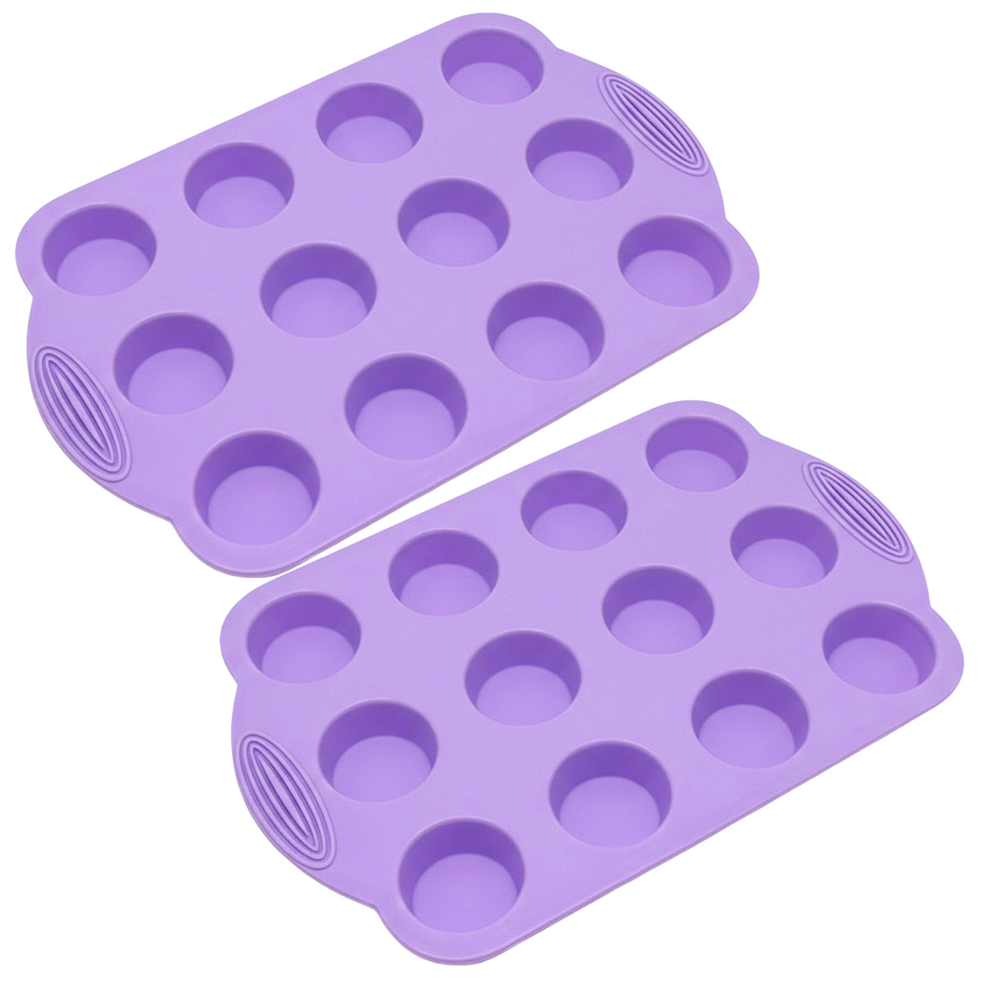 Anna-Kaci 2-Piece Silicone Muffin Pan with 12 Round Cups Flexible Nonstick Bakeware