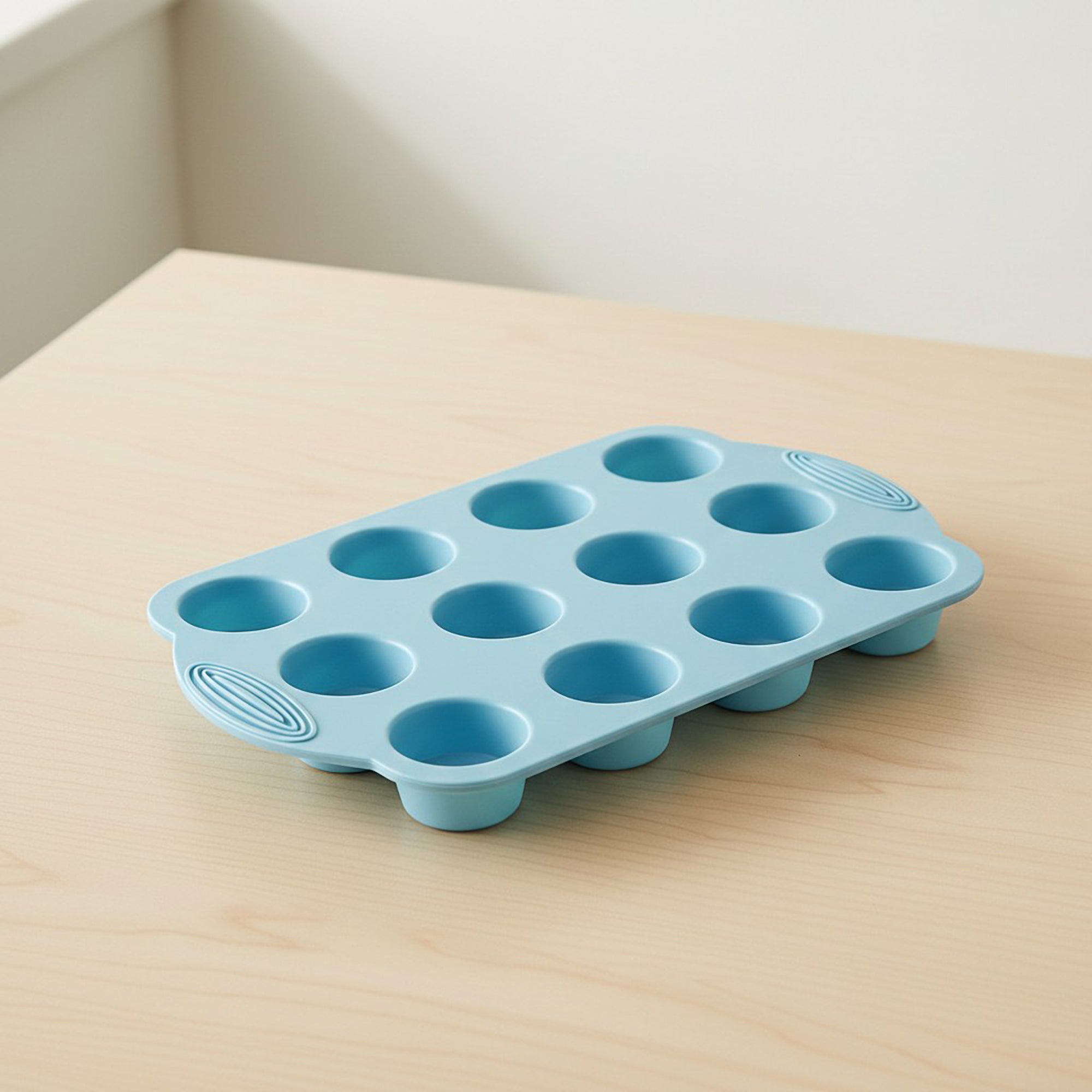 Anna-Kaci 2-Piece Silicone Muffin Pan with 12 Round Cups Flexible Nonstick Bakeware