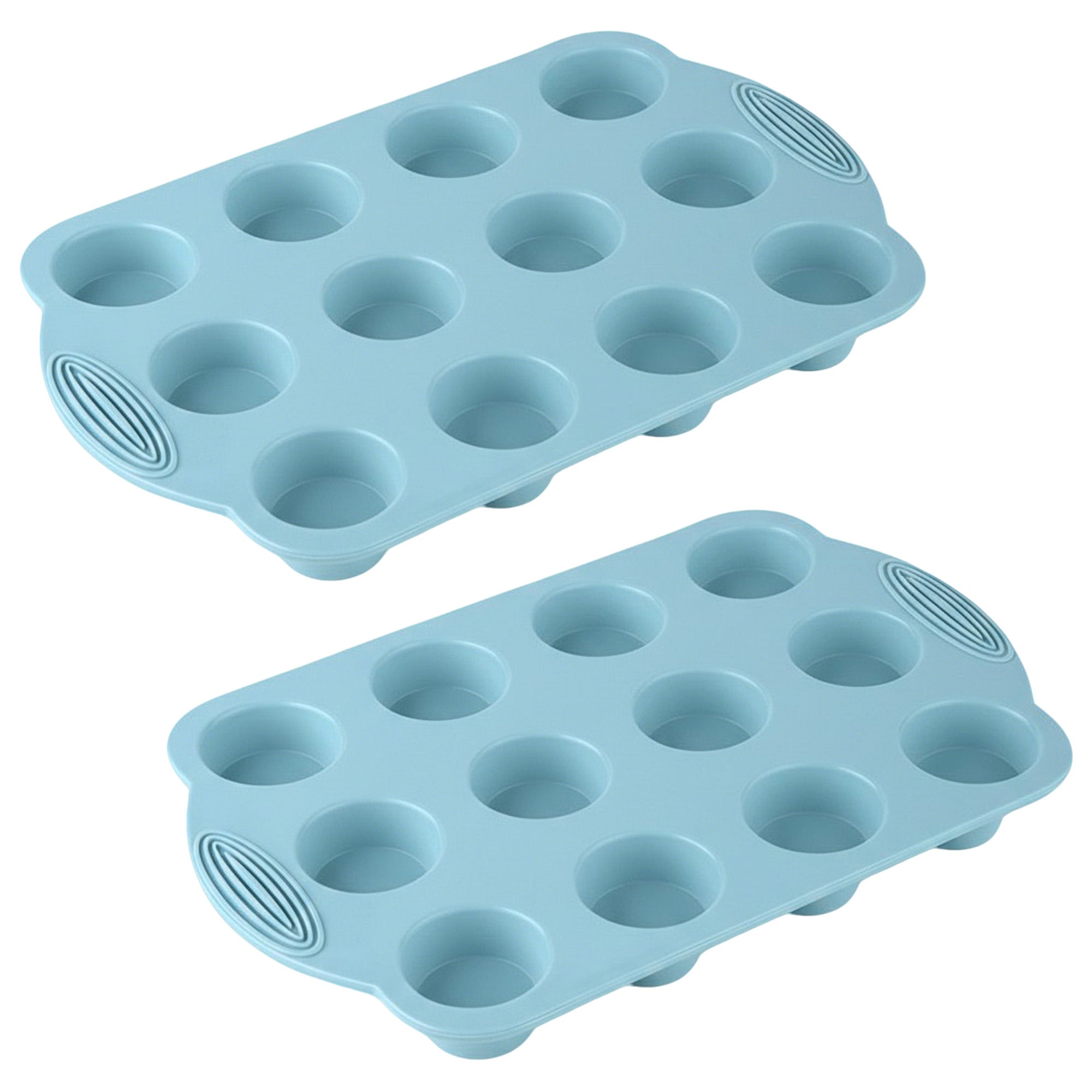 Anna-Kaci 2-Piece Silicone Muffin Pan with 12 Round Cups Flexible Nonstick Bakeware