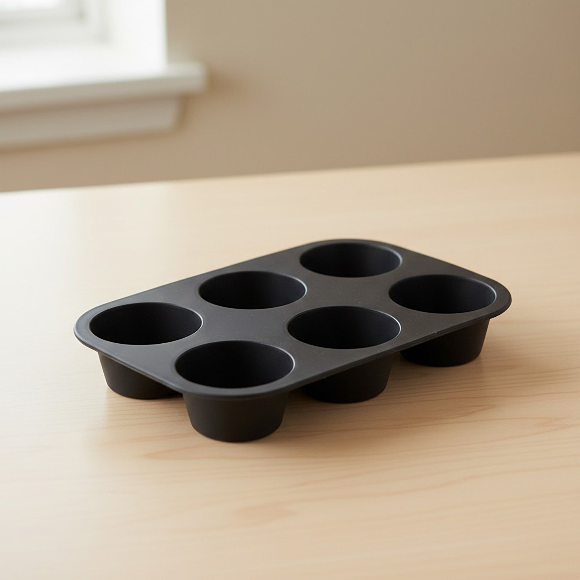 Anna-Kaci 2-Piece Silicone Muffin Pan with 6 Round Cups Flexible Nonstick Bakeware