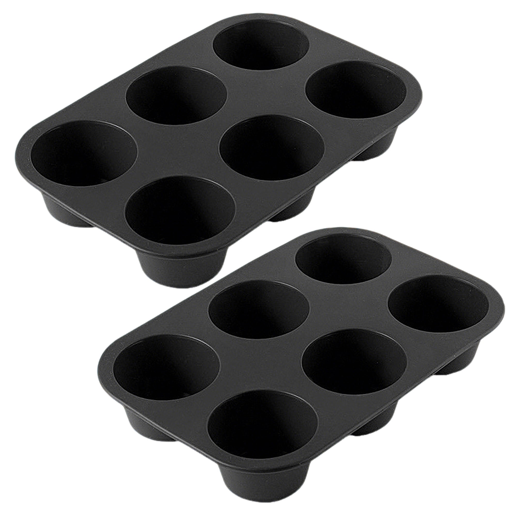Anna-Kaci 2-Piece Silicone Muffin Pan with 6 Round Cups Flexible Nonstick Bakeware