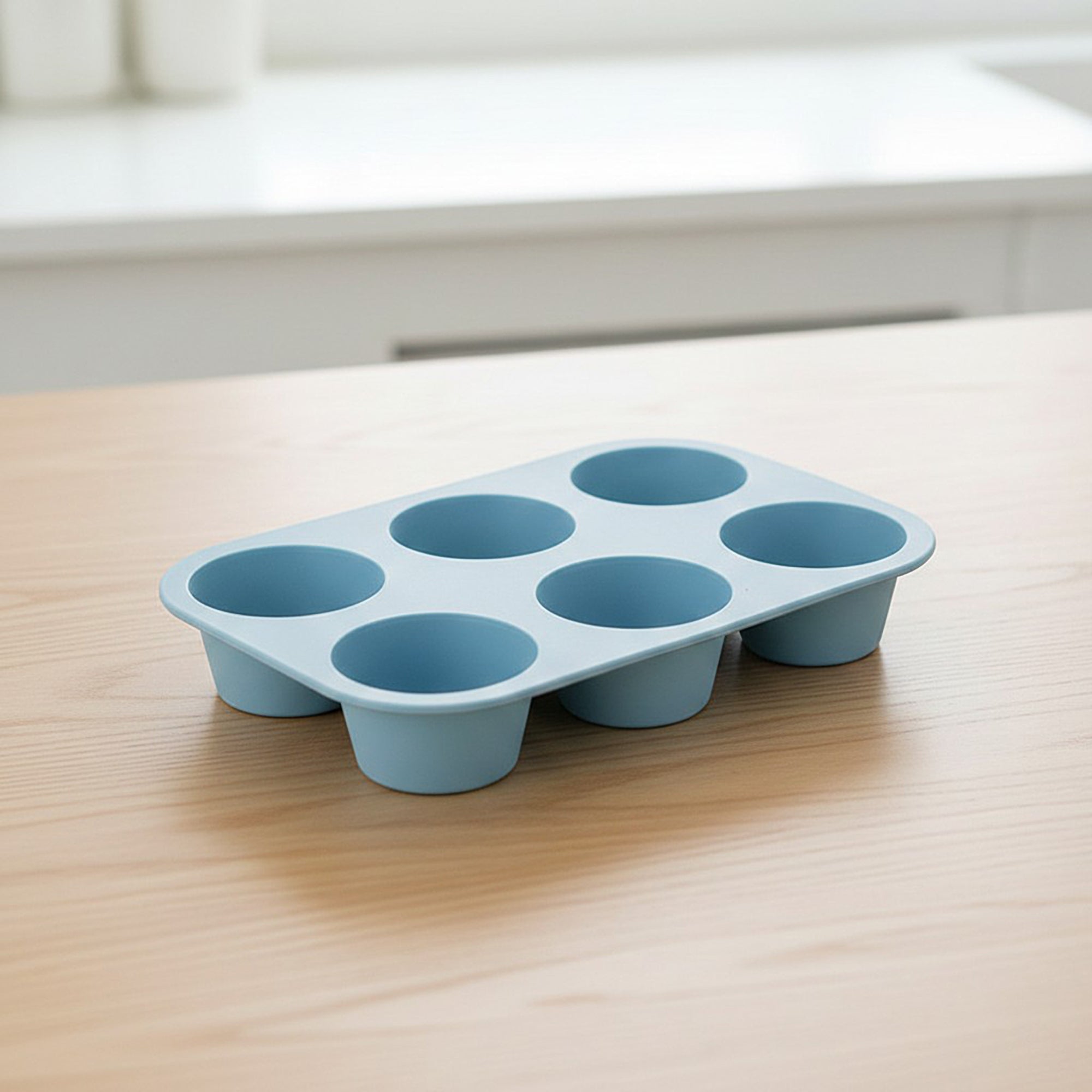 Anna-Kaci 2-Piece Silicone Muffin Pan with 6 Round Cups Flexible Nonstick Bakeware