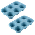 Anna-Kaci 2-Piece Silicone Muffin Pan with 6 Round Cups Flexible Nonstick Bakeware