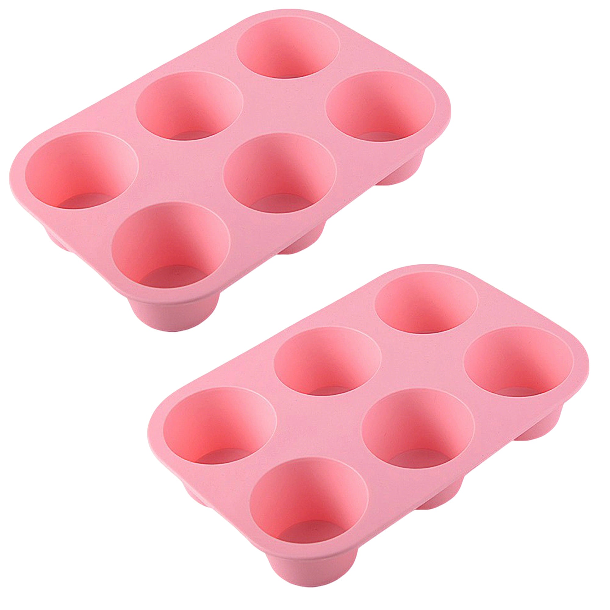 Anna-Kaci 2-Piece Silicone Muffin Pan with 6 Round Cups Flexible Nonstick Bakeware