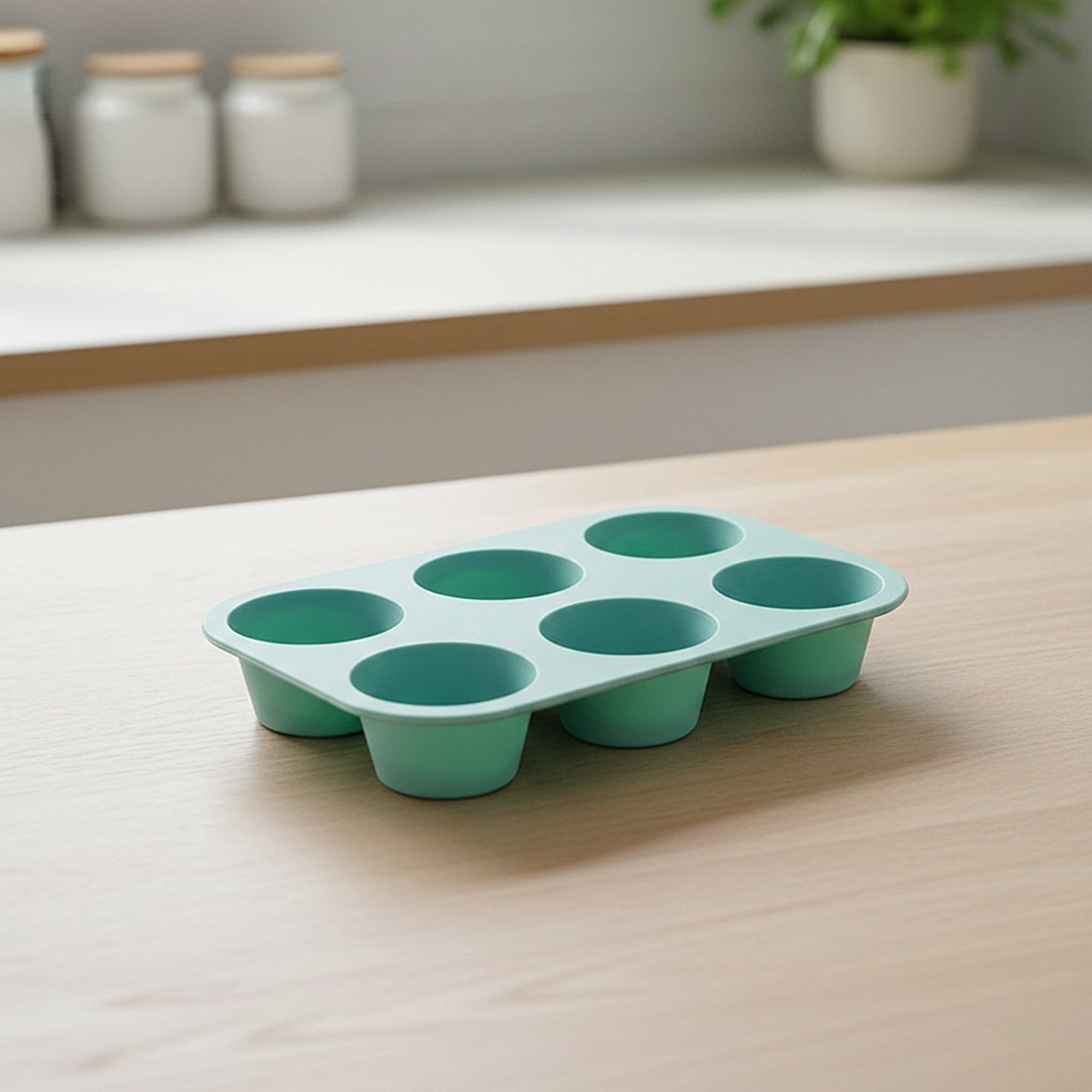 Anna-Kaci 2-Piece Silicone Muffin Pan with 6 Round Cups Flexible Nonstick Bakeware