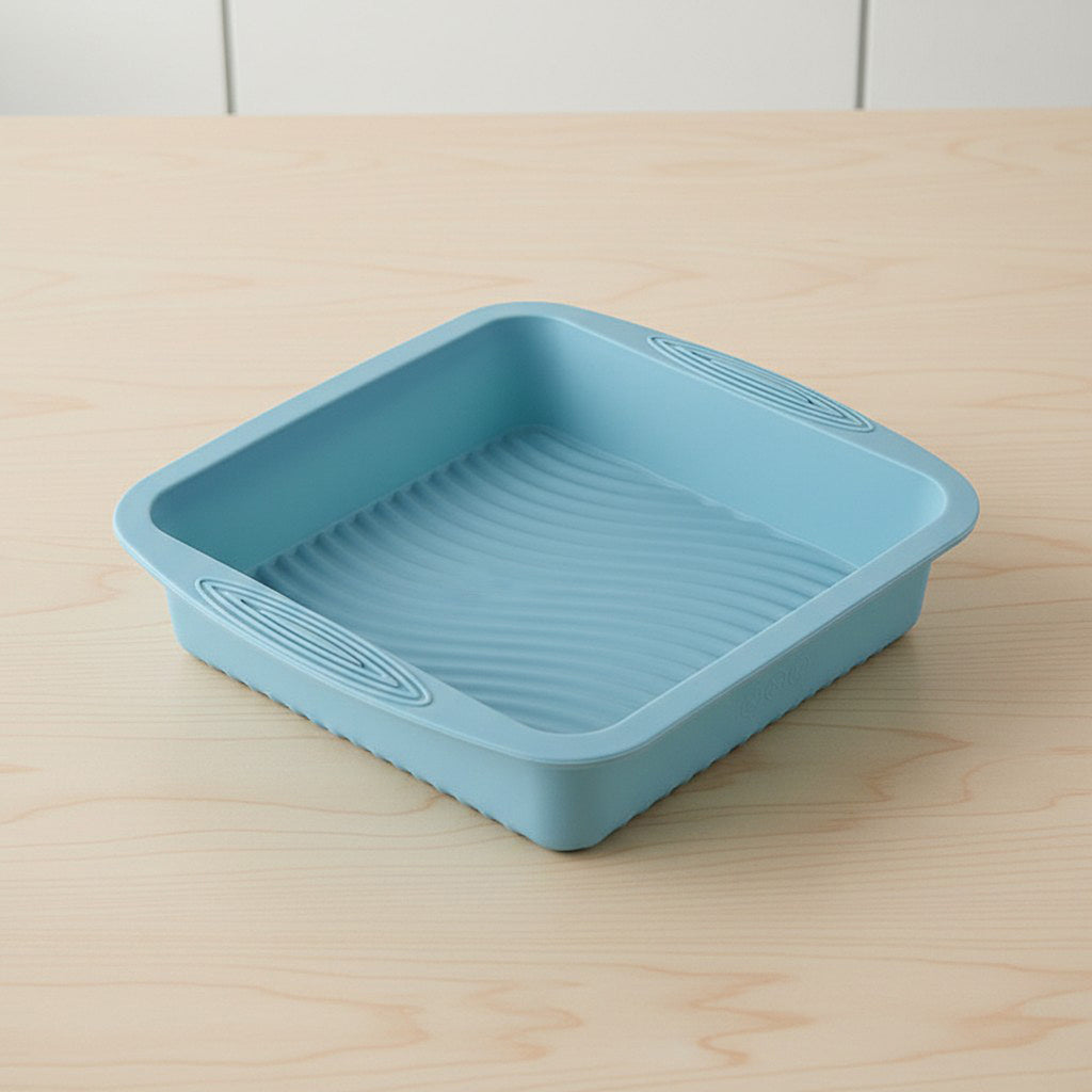 Anna-Kaci 2-Piece Silicone Square Baking Pan with Textured Base and Easy Grip Handles