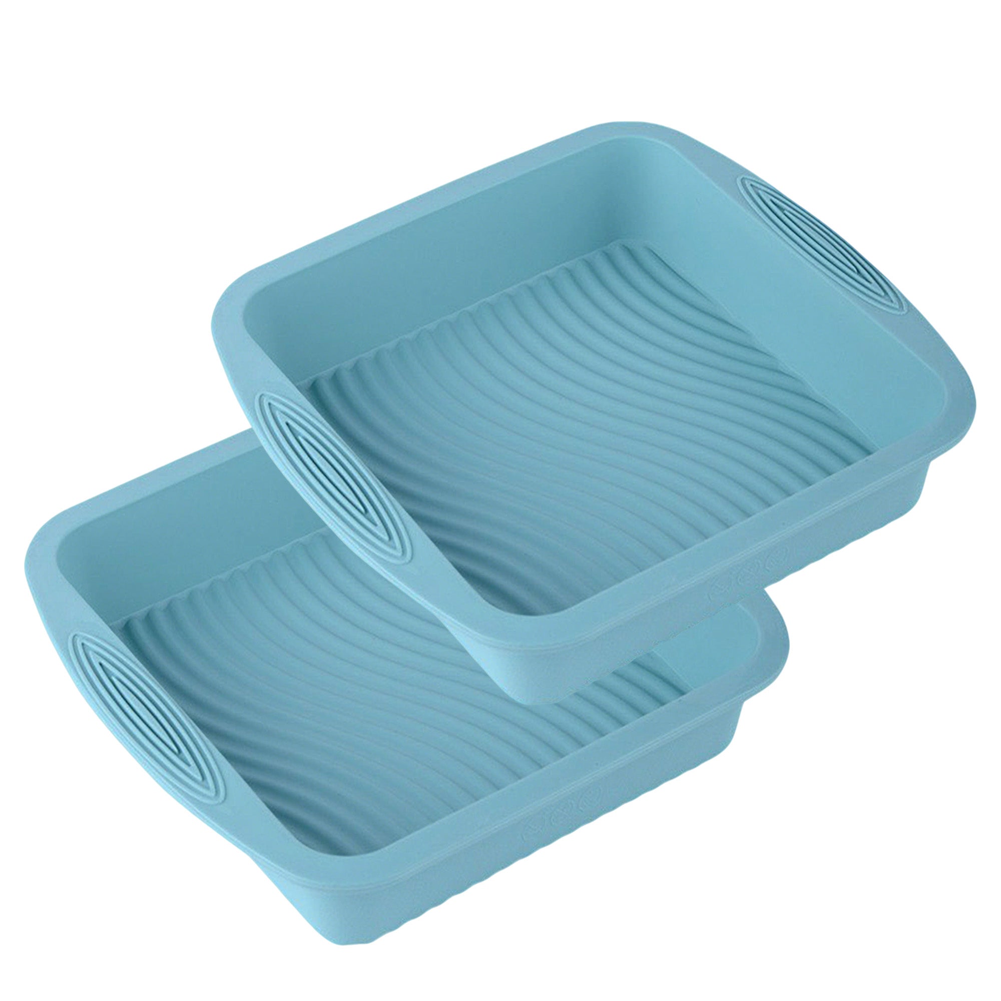 Anna-Kaci 2-Piece Silicone Square Baking Pan with Textured Base and Easy Grip Handles