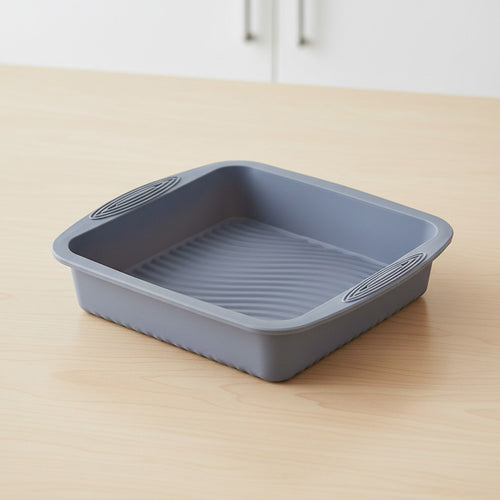 Anna-Kaci 2-Piece Silicone Square Baking Pan with Textured Base and Easy Grip Handles