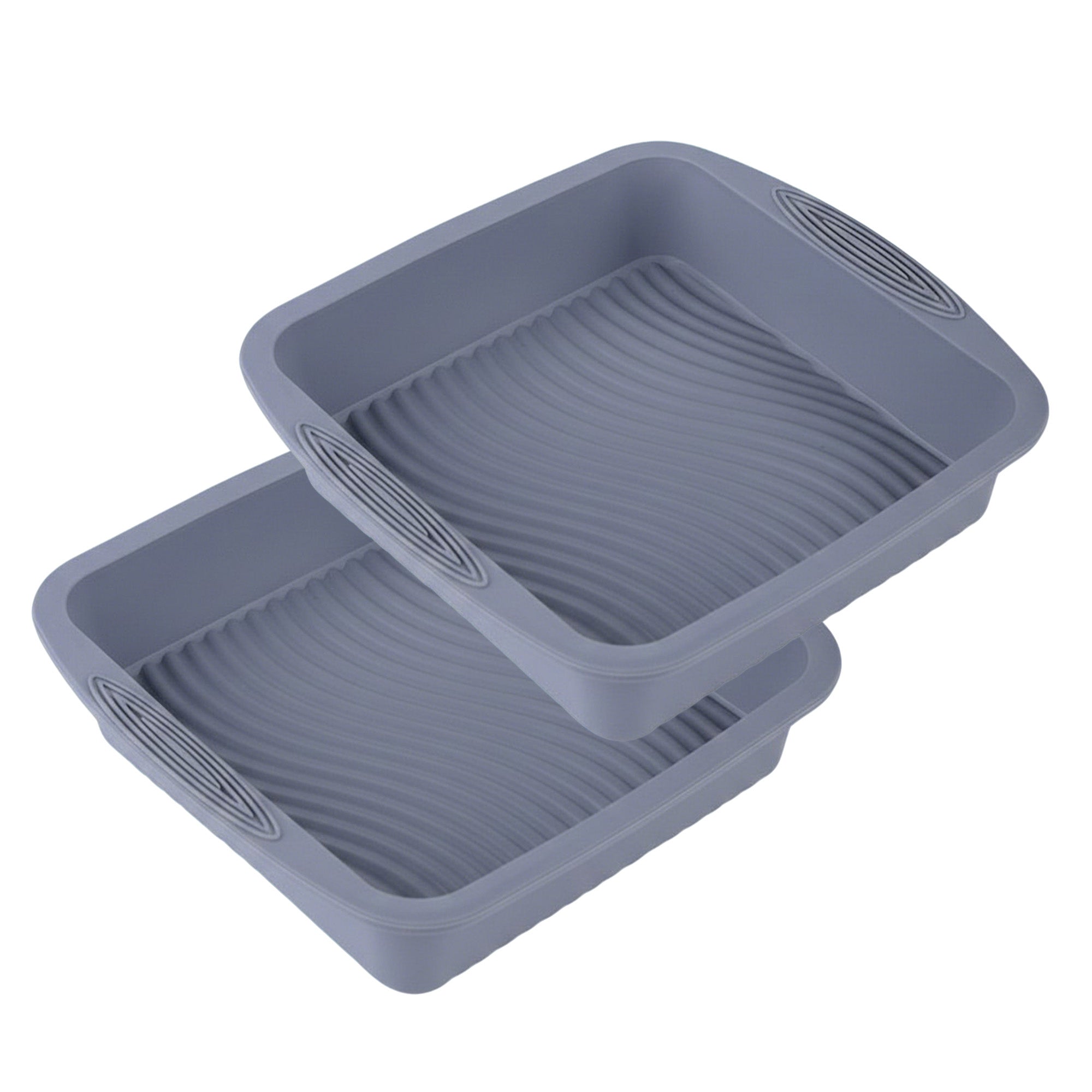 Anna-Kaci 2-Piece Silicone Square Baking Pan with Textured Base and Easy Grip Handles