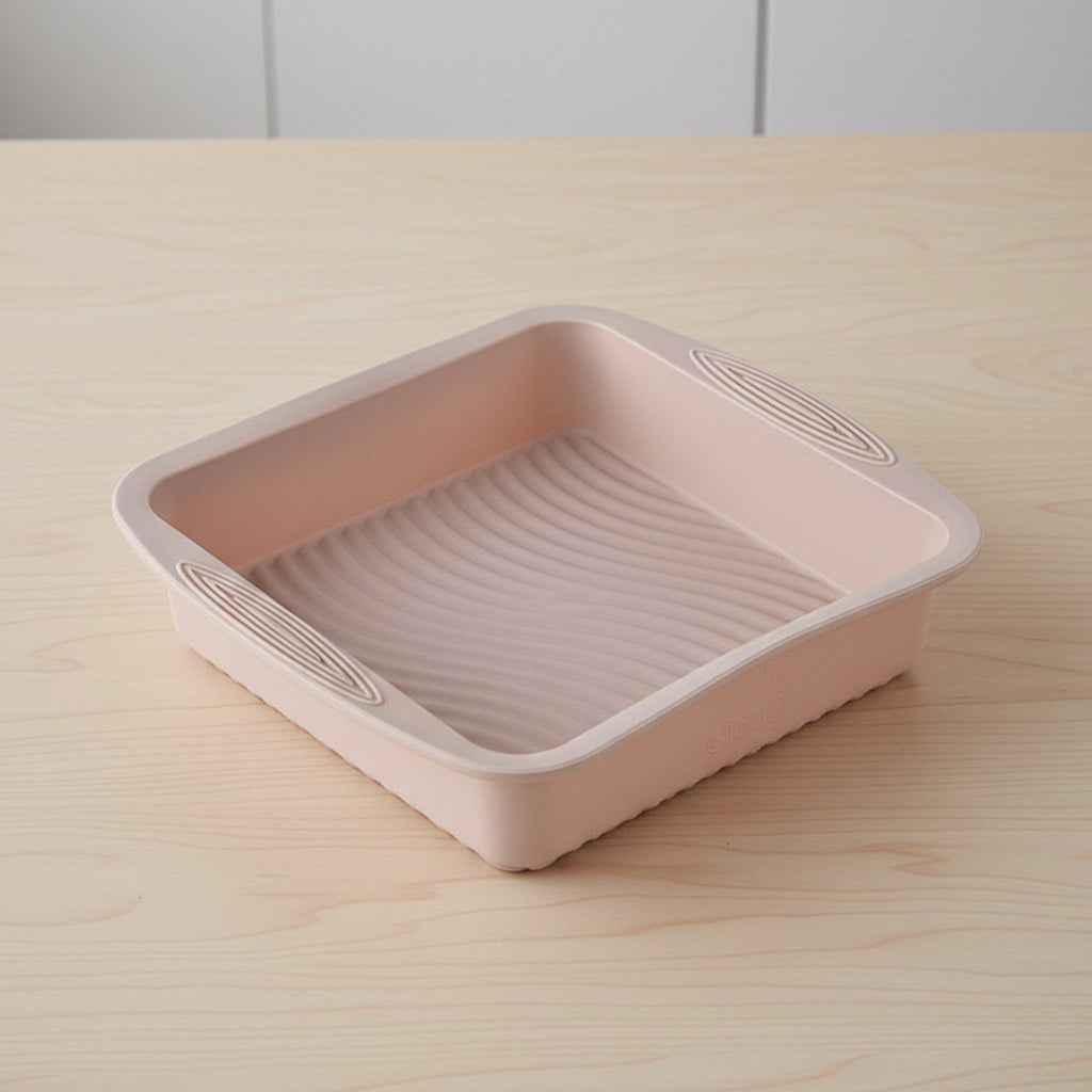 Anna-Kaci 2-Piece Silicone Square Baking Pan with Textured Base and Easy Grip Handles