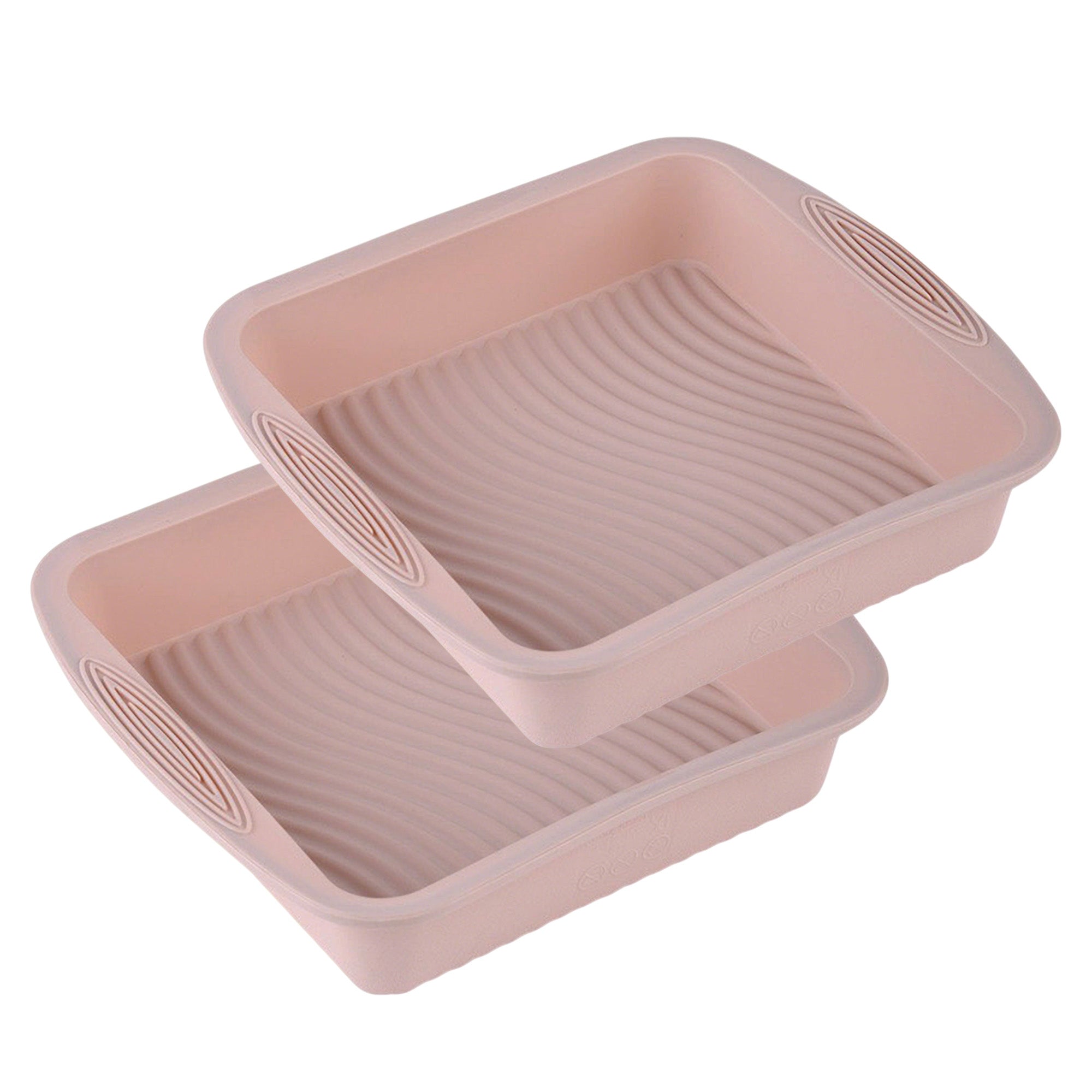 Anna-Kaci 2-Piece Silicone Square Baking Pan with Textured Base and Easy Grip Handles