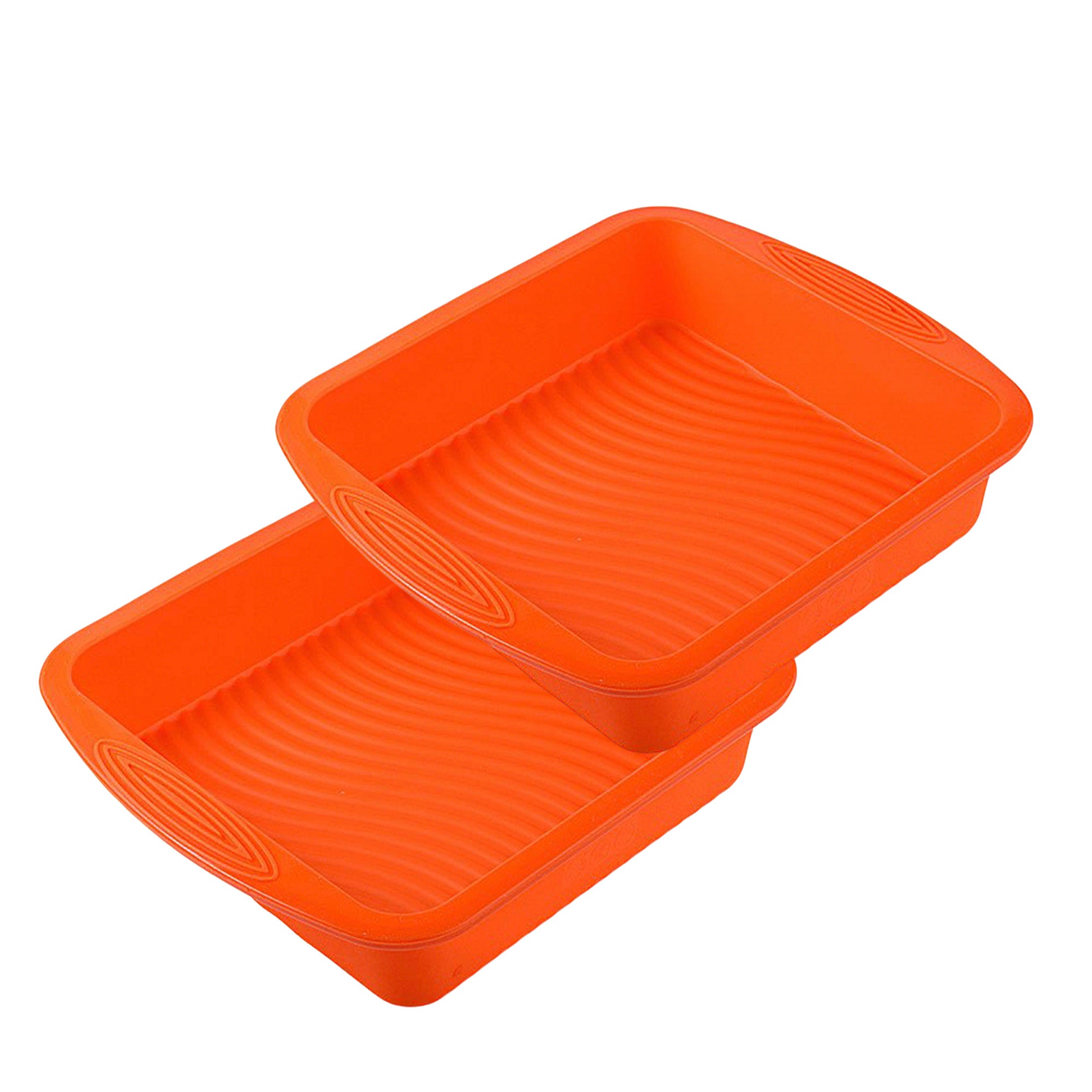 Anna-Kaci 2-Piece Silicone Square Baking Pan with Textured Base and Easy Grip Handles