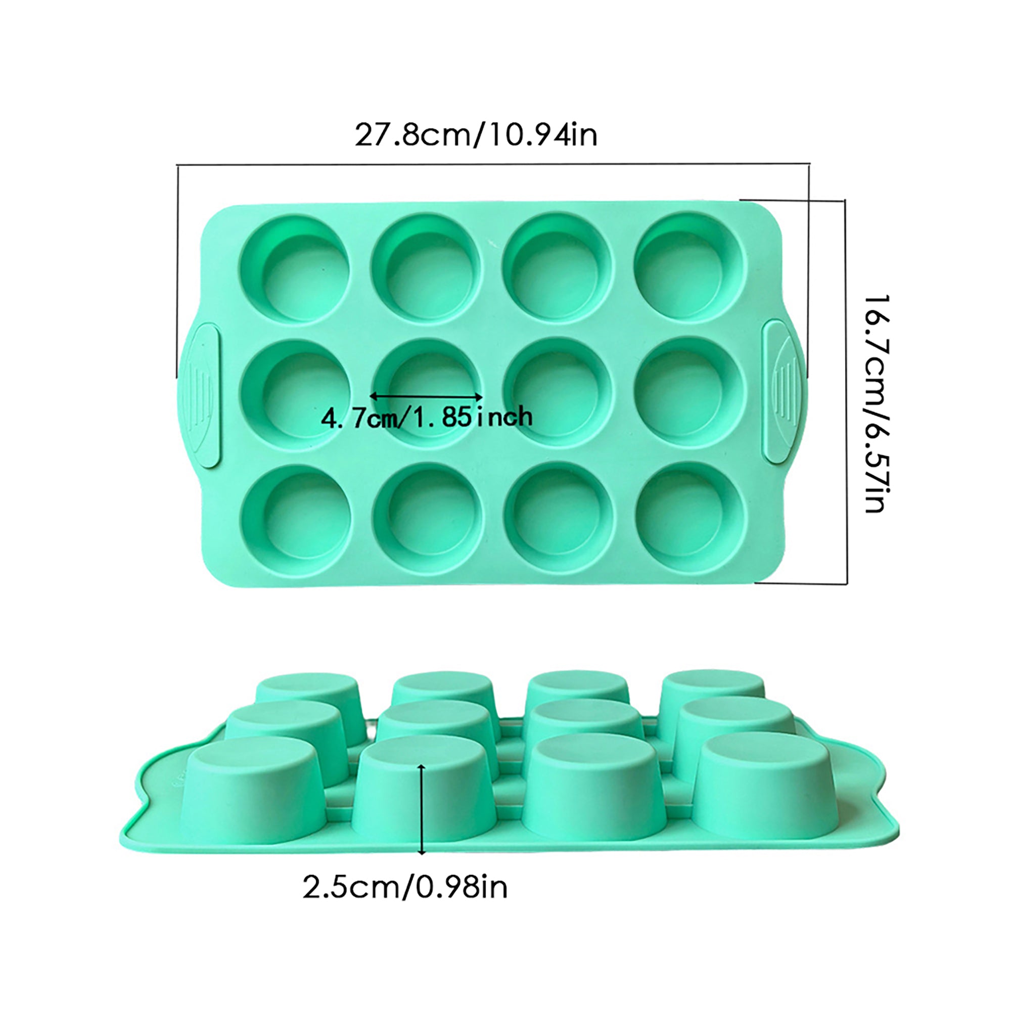 Anna-Kaci 2-Piece Silicone Muffin Pan Set 12-Cup Nonstick Cupcake Baking Mold with Handles