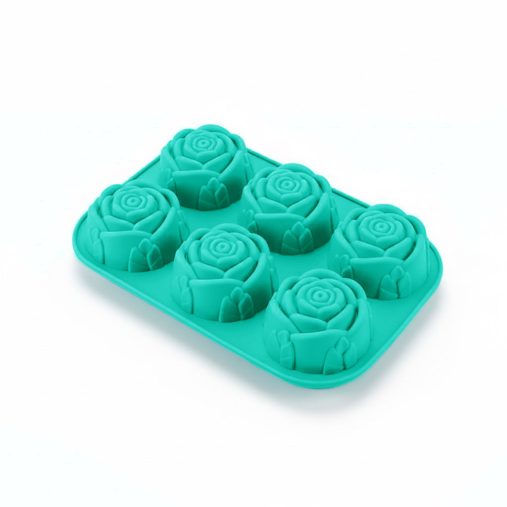 Anna-Kaci 3-Piece Rose Swirl Silicone Baking Mold Set Round Flower Cake Chocolate Candy Soap Mold