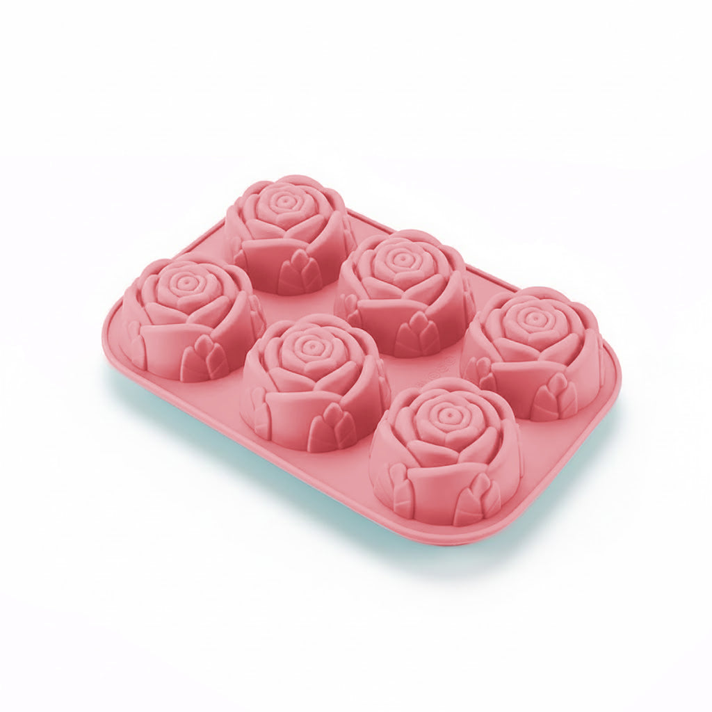 Anna-Kaci 3-Piece Rose Swirl Silicone Baking Mold Set Round Flower Cake Chocolate Candy Soap Mold