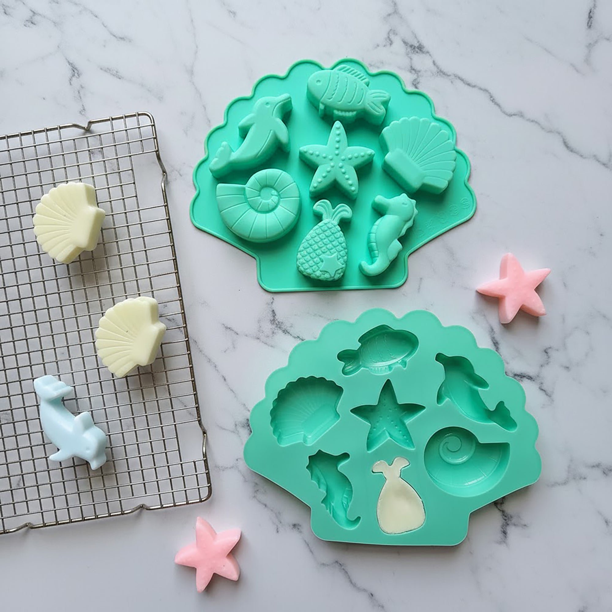 Anna-Kaci 3-Piece Ocean Theme Silicone Baking Mold Set Sea Life Cake Chocolate Candy Soap Mold