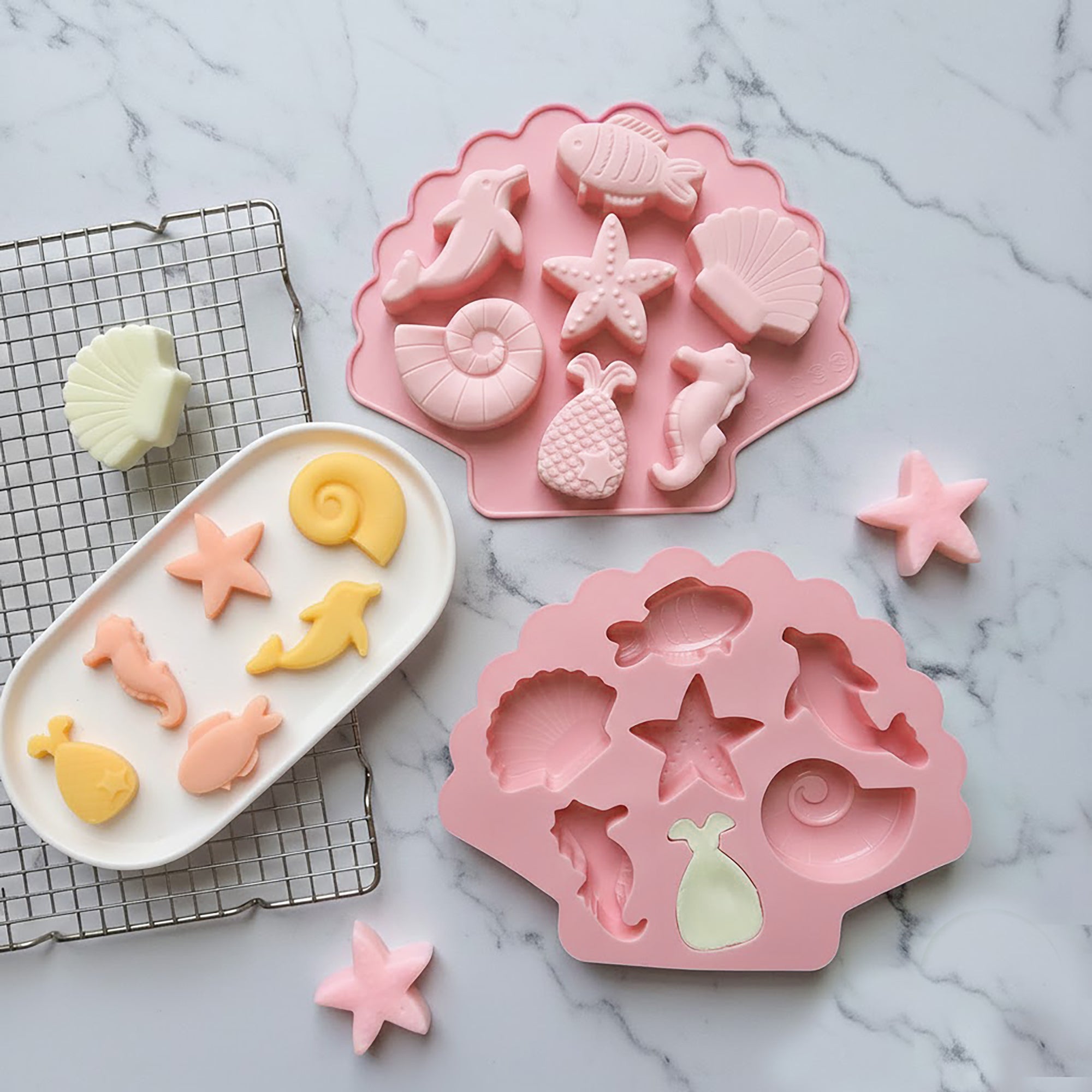 Anna-Kaci 3-Piece Ocean Theme Silicone Baking Mold Set Sea Life Cake Chocolate Candy Soap Mold