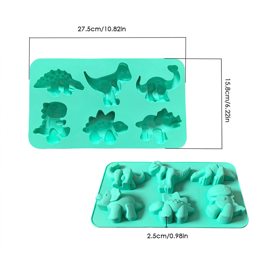 Anna-Kaci 3-Piece Dinosaur Silicone Baking Mold Set Mini Dino Cake Chocolate Candy Soap Mold