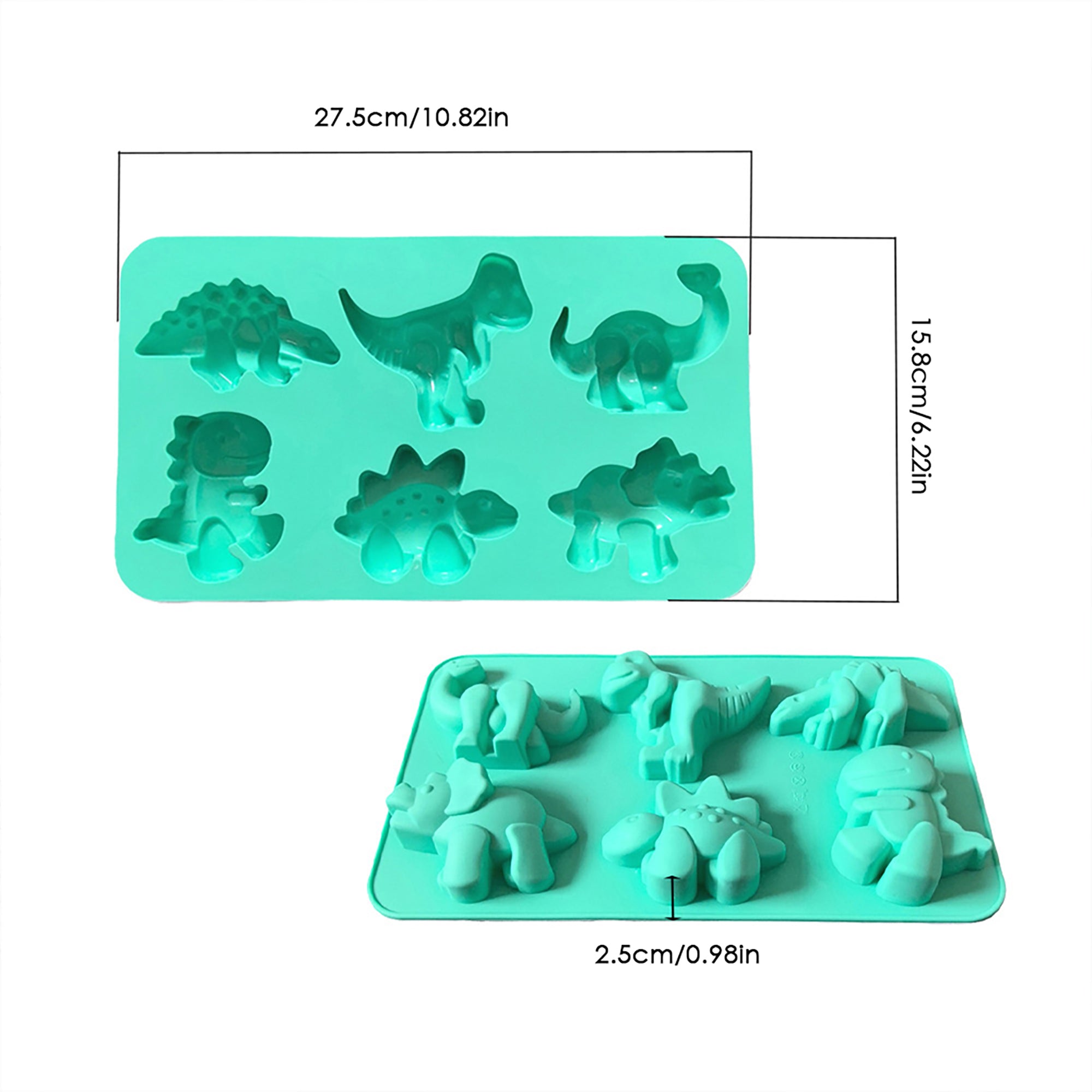 Anna-Kaci 3-Piece Dinosaur Silicone Baking Mold Set Mini Dino Cake Chocolate Candy Soap Mold