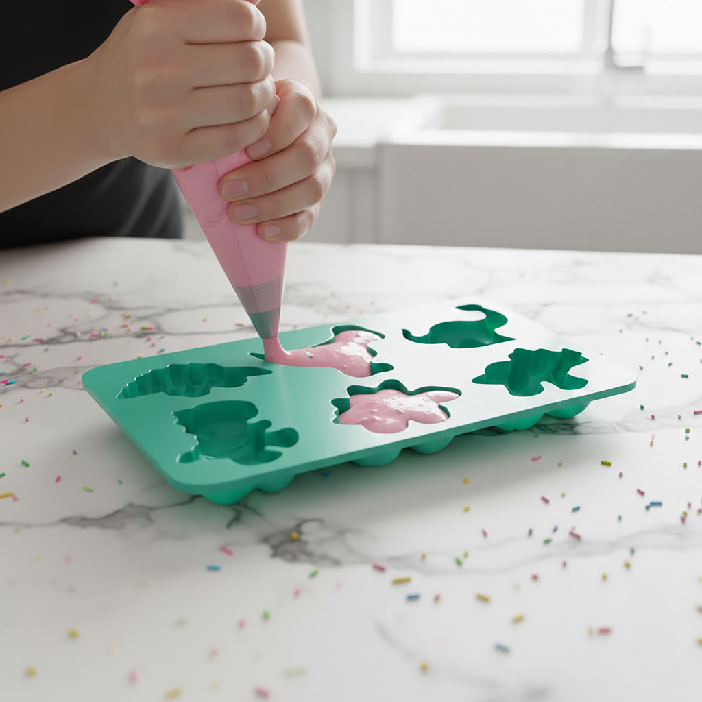 Anna-Kaci 3-Piece Dinosaur Silicone Baking Mold Set Mini Dino Cake Chocolate Candy Soap Mold