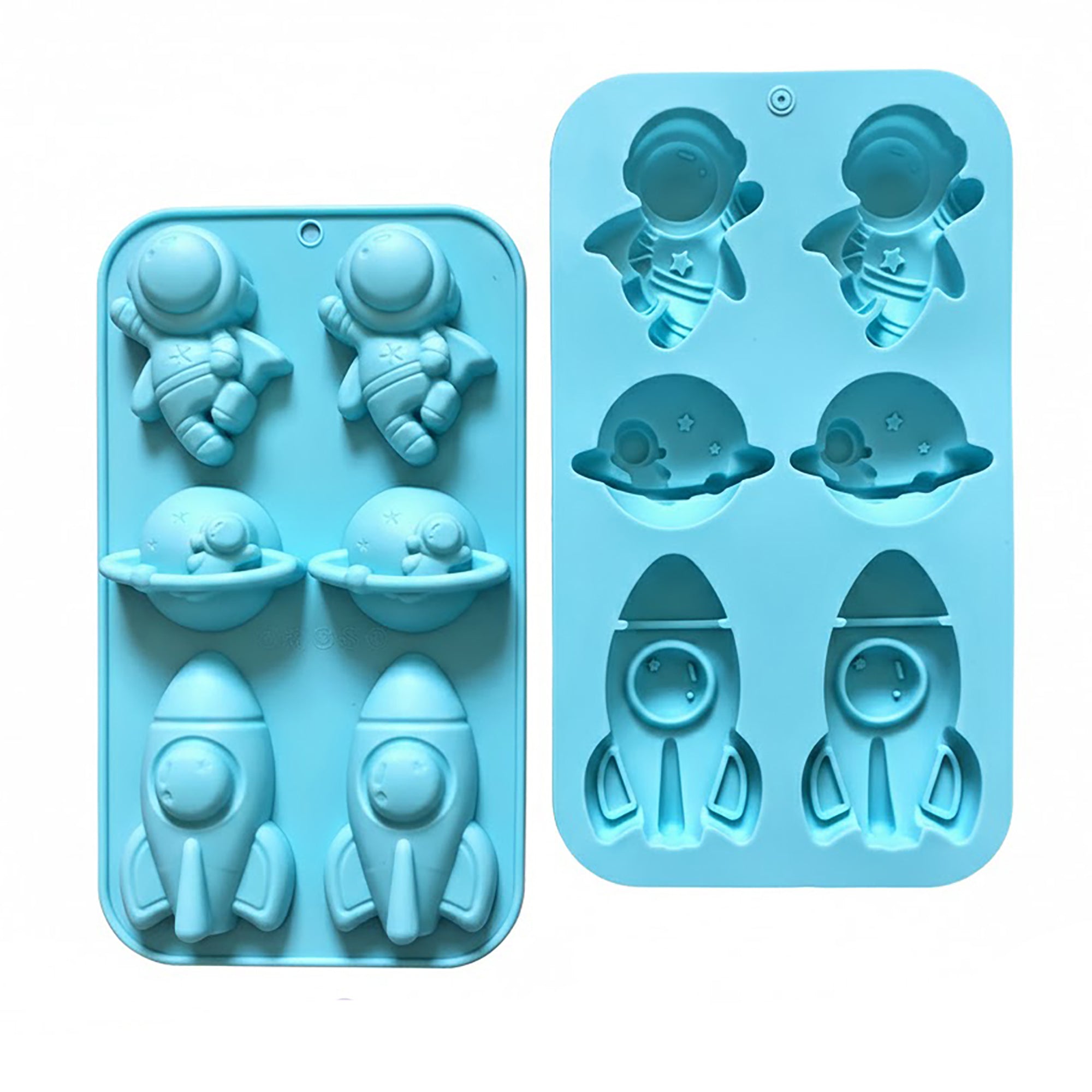 Anna-Kaci 3-Piece Space Theme Silicone Baking Mold Set Rocket Astronaut Cake Chocolate Candy Soap Mold