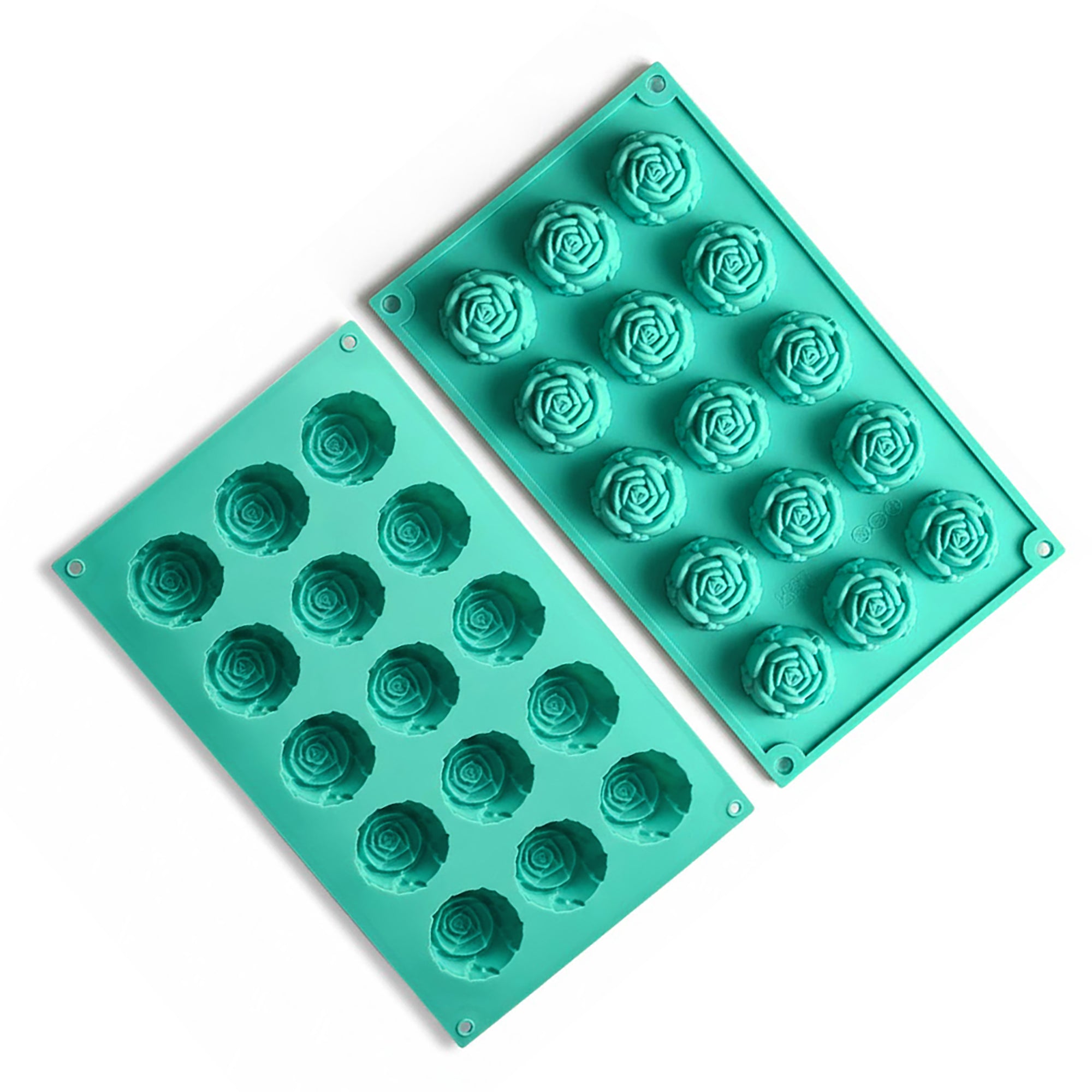 Anna-Kaci 3-Piece Rose Flower Silicone Baking Mold Set Mini Round Cake Chocolate Candy Soap Mold