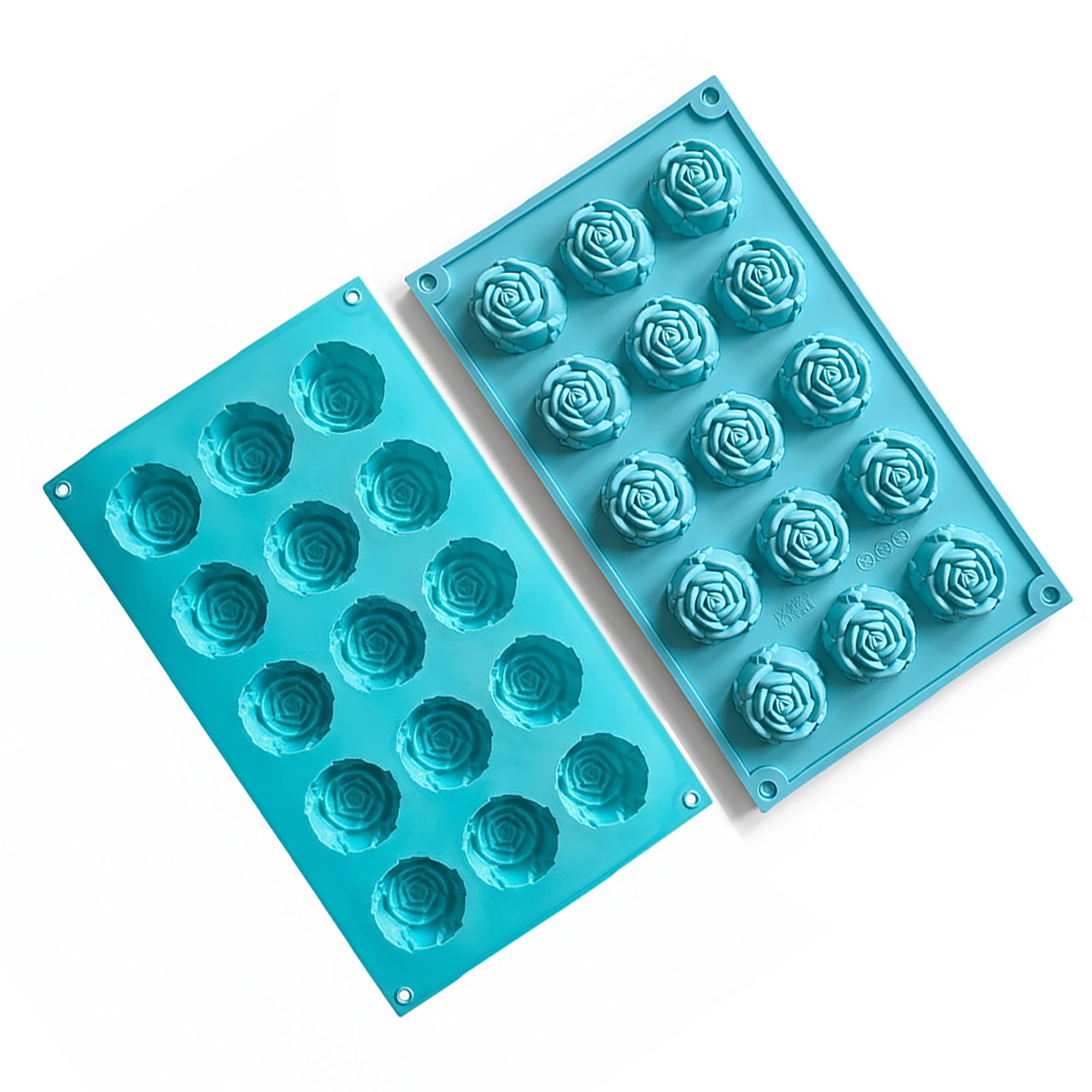Anna-Kaci 3-Piece Rose Flower Silicone Baking Mold Set Mini Round Cake Chocolate Candy Soap Mold