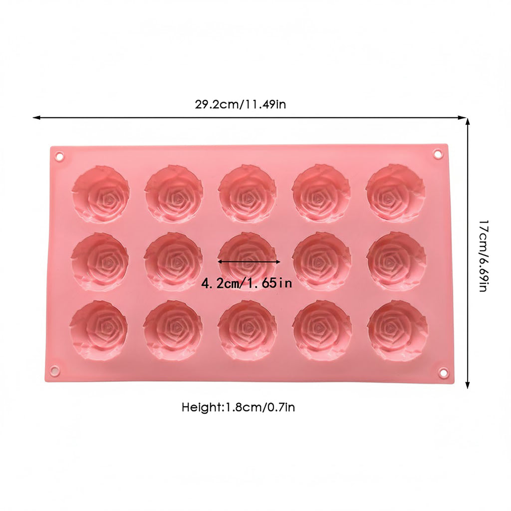 Anna-Kaci 3-Piece Rose Flower Silicone Baking Mold Set Mini Round Cake Chocolate Candy Soap Mold