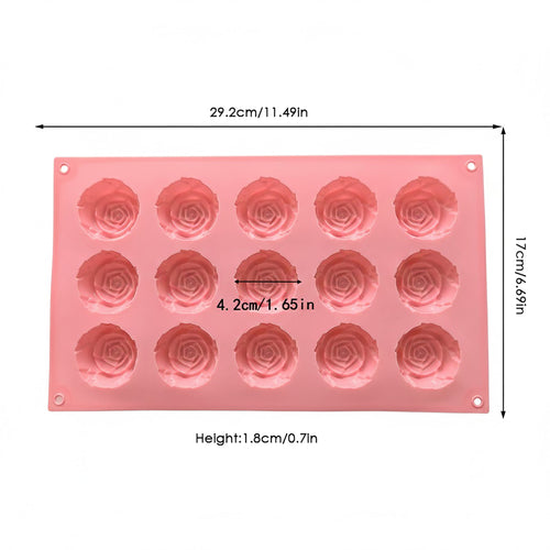 Anna-Kaci 3-Piece Rose Flower Silicone Baking Mold Set Mini Round Cake Chocolate Candy Soap Mold